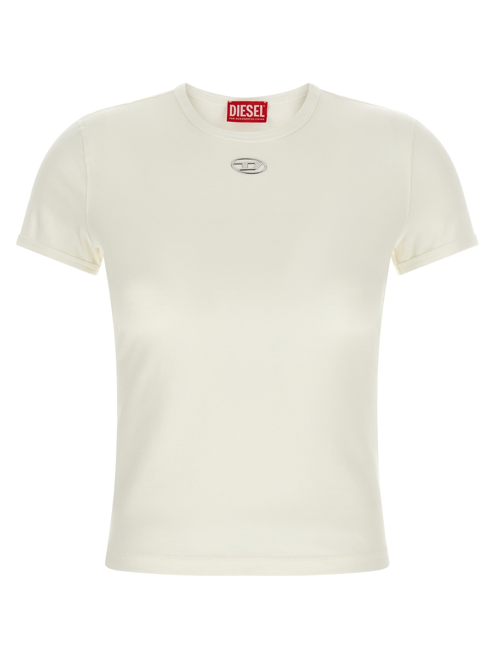 Diesel White Cotton T-Shirt | Designer Everyday Couture
