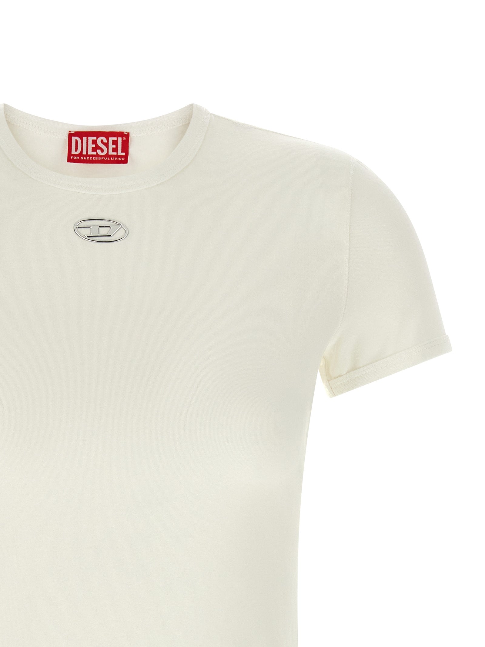 Diesel White Cotton T-Shirt | Designer Everyday Couture