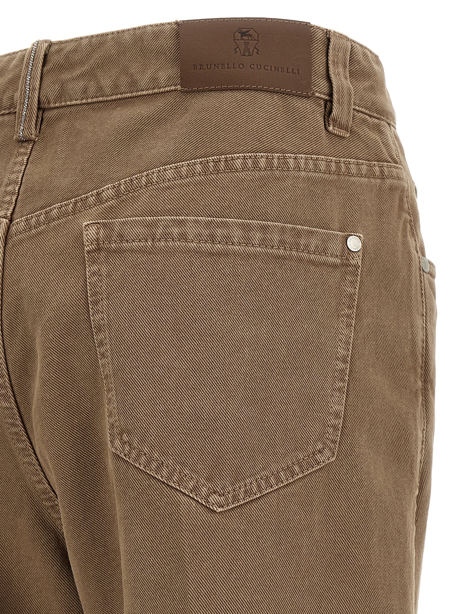 Brunello Cucinelli Beige Cotton Straight-Leg Jeans, Designer Luxury
