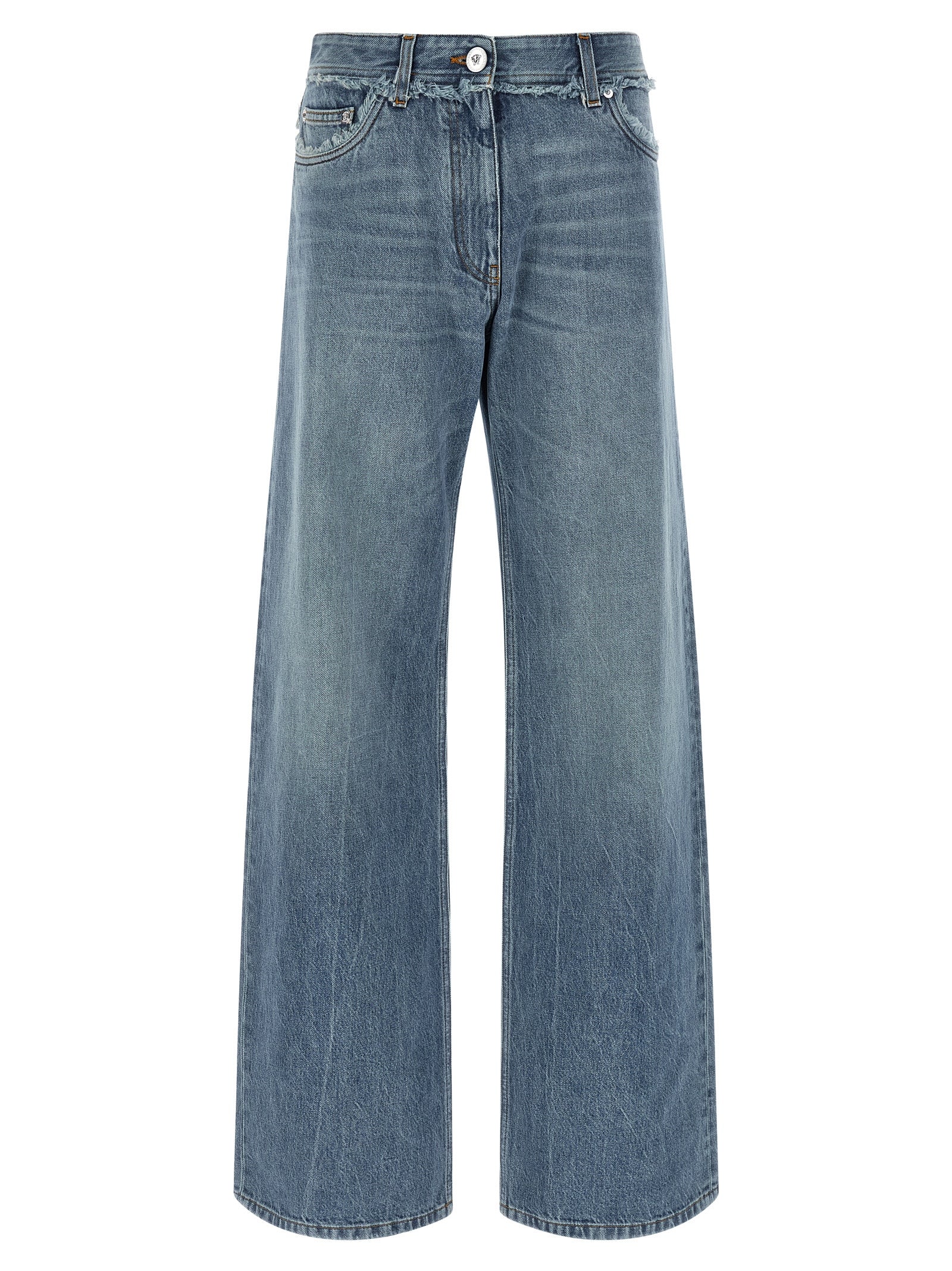 Elevate your style with Versace Blue Cotton Boyfriend Jeans, crafted from luxurious stonewashed cotton, embodying Italian elegance for the discerning individual.