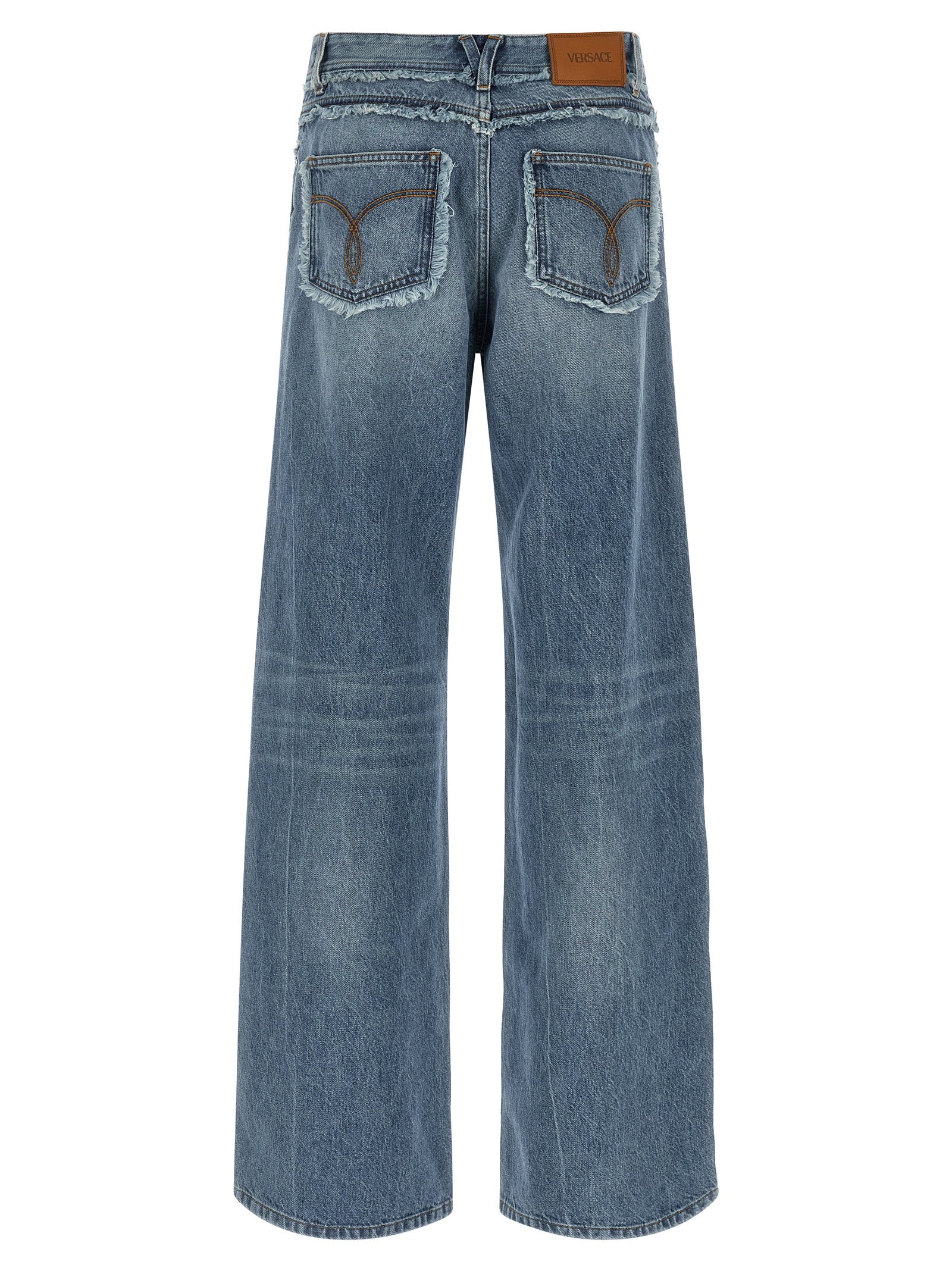 Elevate your style with Versace Blue Cotton Boyfriend Jeans, where Italian craftsmanship meets luxurious stonewashed denim for a timeless, chic silhouette.