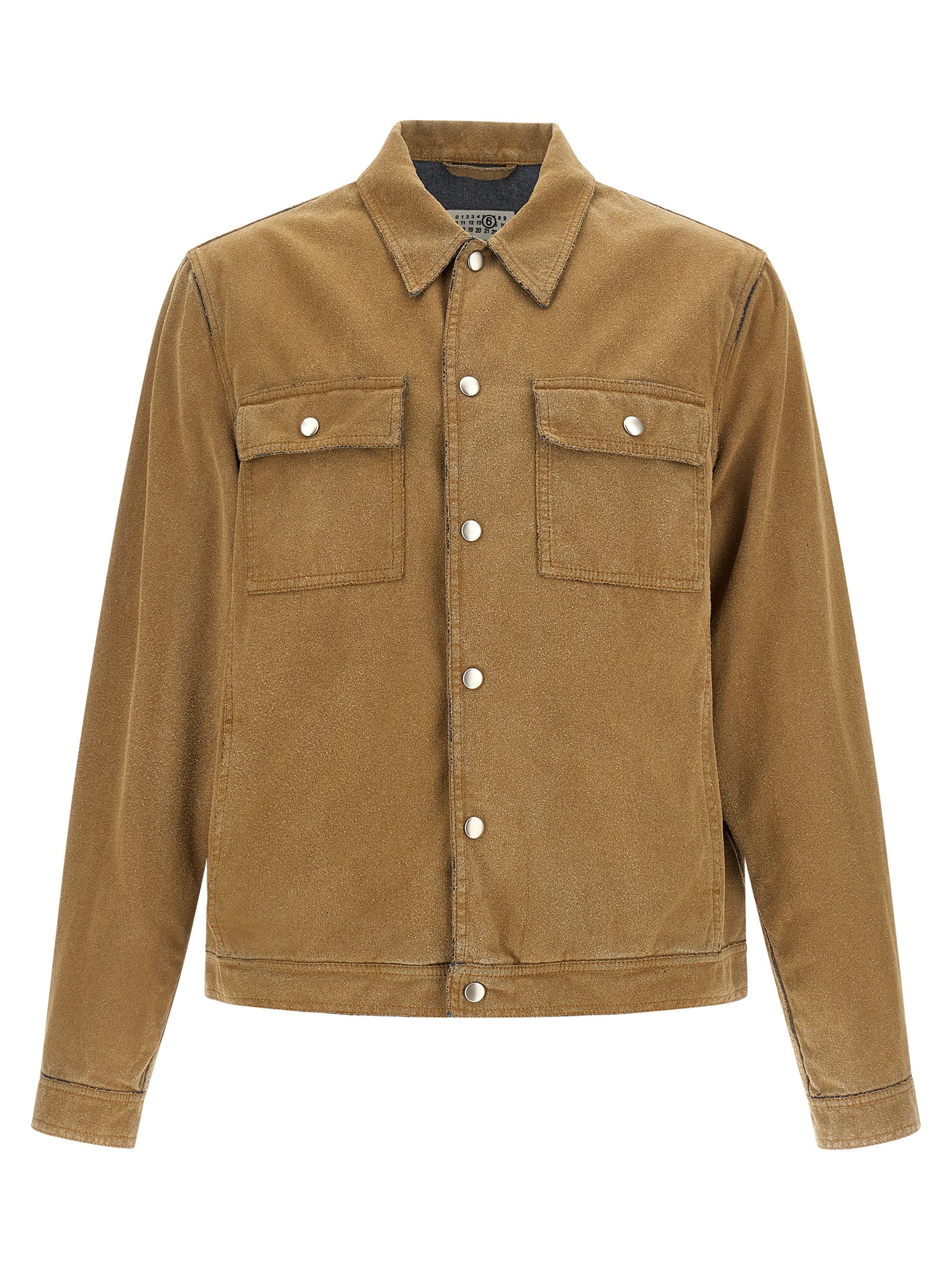 Elevate your wardrobe with the MM6 Maison Margiela Beige Cotton Denim Jacket, a masterpiece of artisanal luxury that exudes sophistication and timeless elegance.