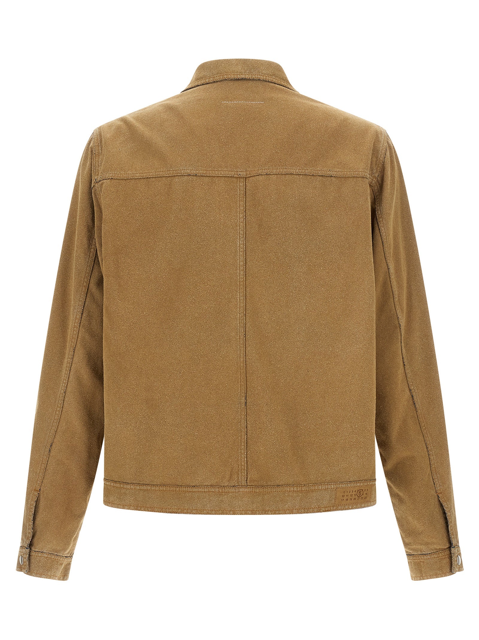 Experience the allure of the MM6 Maison Margiela Beige Cotton Denim Jacket, where artisanal craftsmanship meets luxurious style, perfect for the discerning individual.