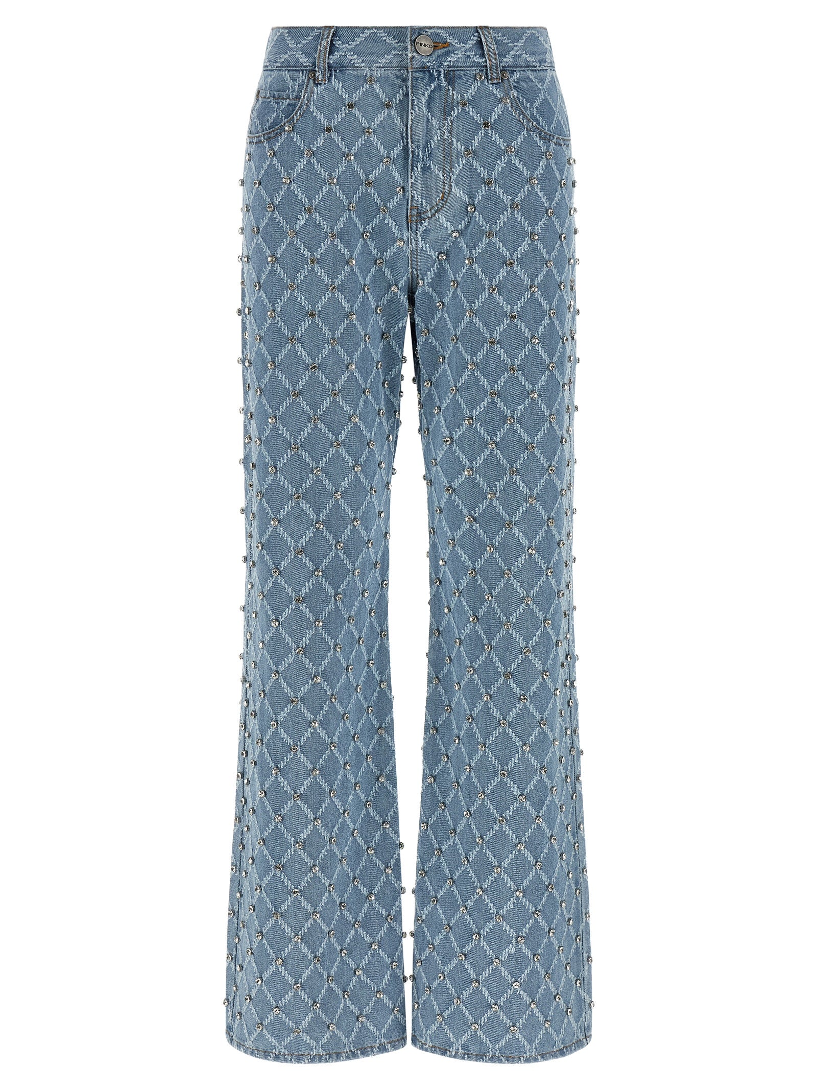 Elevate your wardrobe with PINKO's 'Wanda' jeans, a stunning blend of artisanal craftsmanship and luxurious style, perfect for any sophisticated occasion.