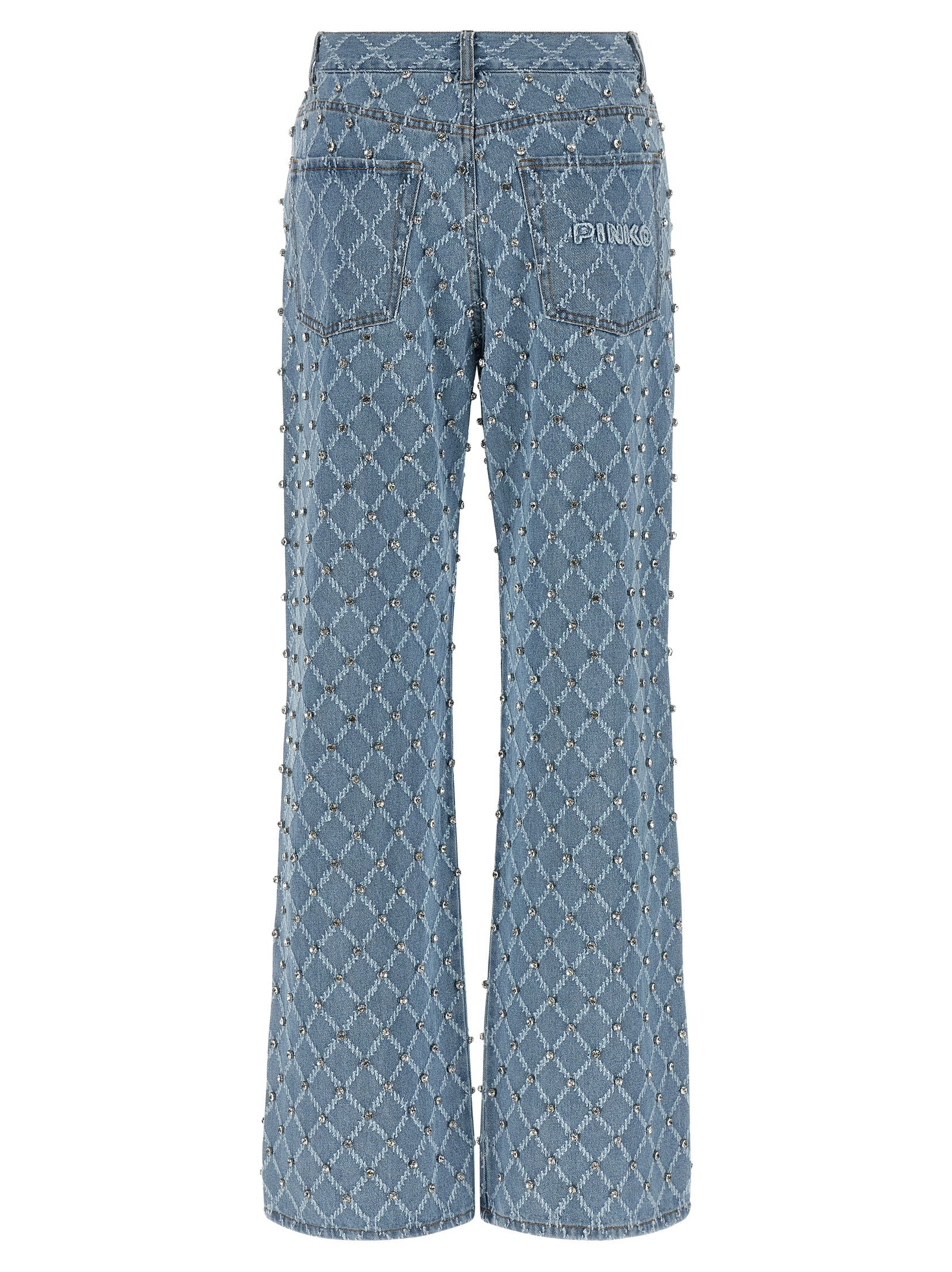 Elevate your wardrobe with PINKO's 'Wanda' jeans, where artisanal craftsmanship meets bold elegance in a luxurious cotton blend, perfect for any sophisticated occasion.