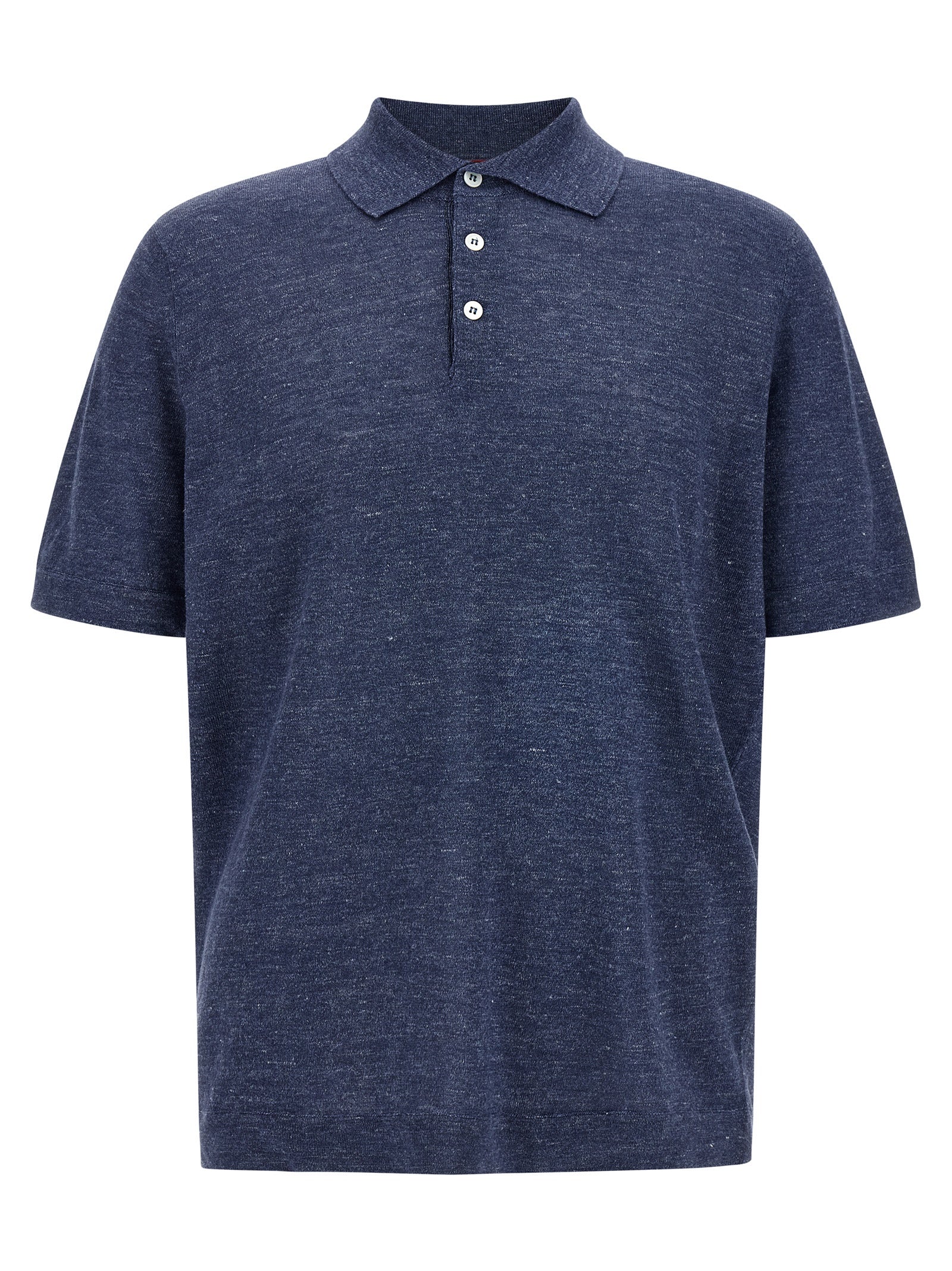 Brunello Cucinelli Blue Linen Polo Shirt - Artisanal Luxury Wear