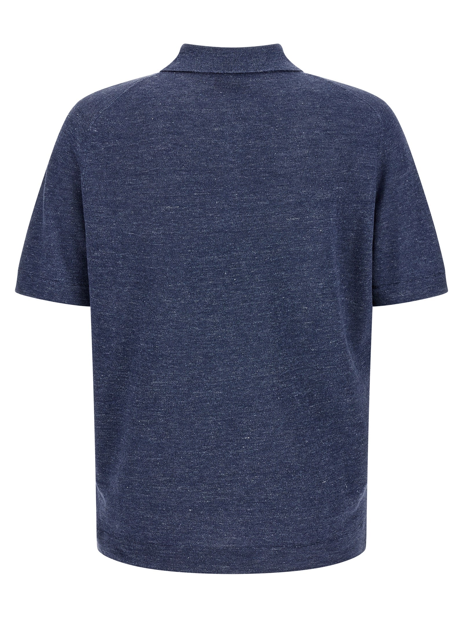 Brunello Cucinelli Blue Linen Polo Shirt - Artisanal Luxury Wear