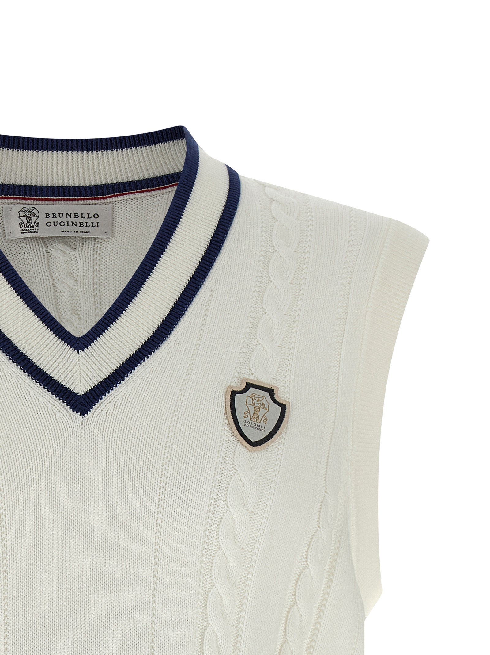 Brunello Cucinelli White Cotton Sleeveless Sweater - Couture Elegance