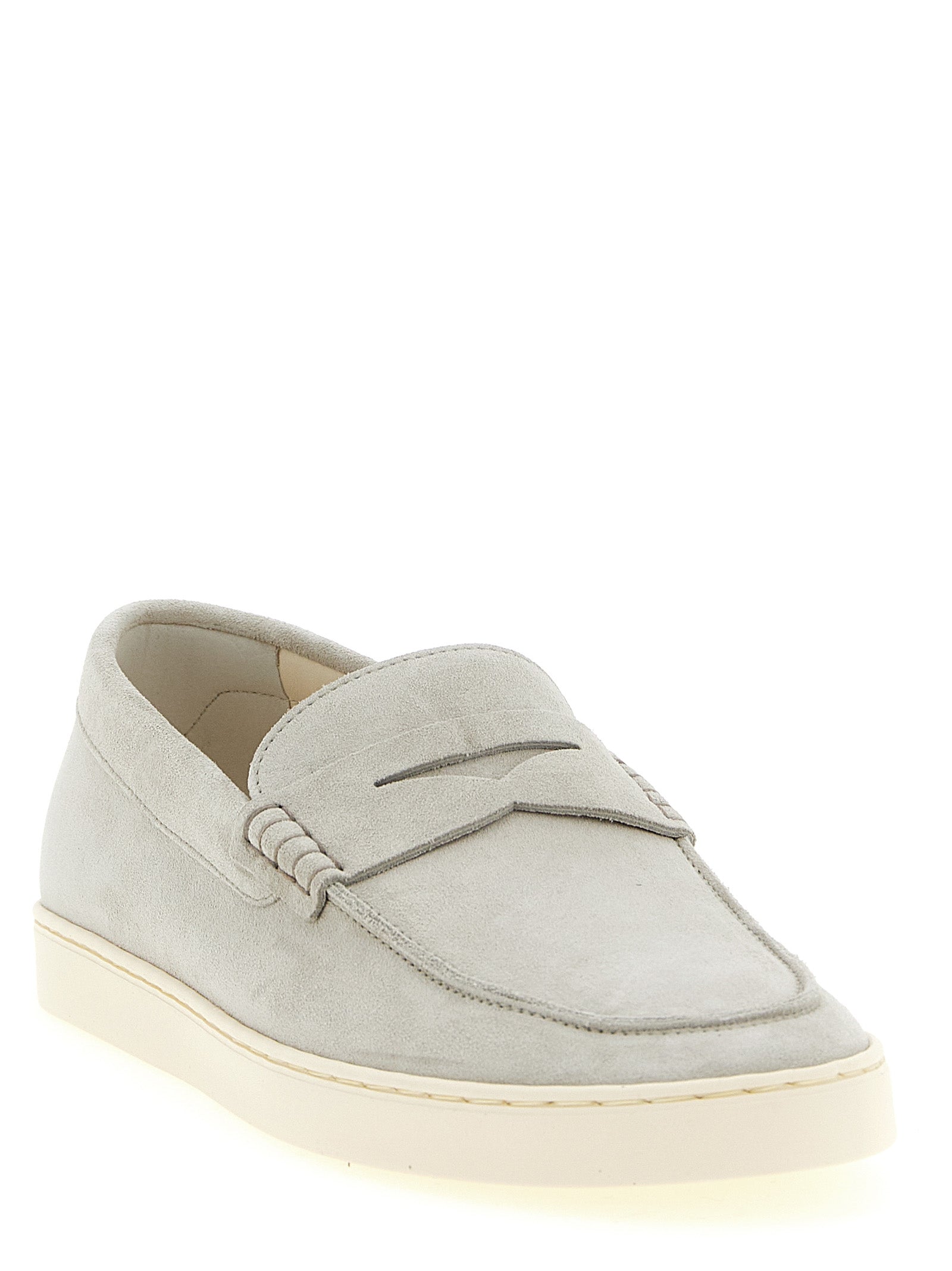 Brunello Cucinelli Gray Calfskin Slip-On Loafers, Artisanal Luxury