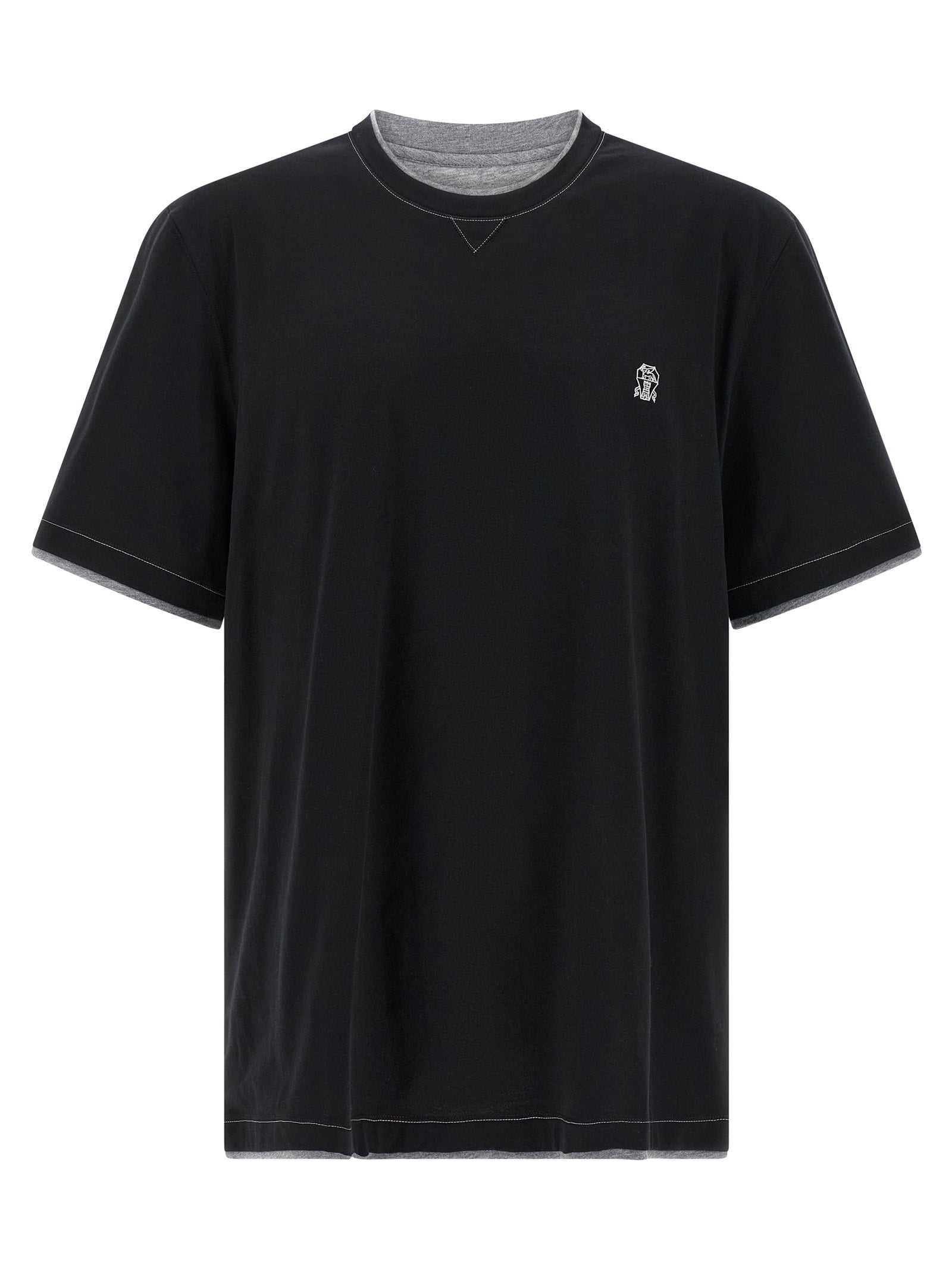 Brunello Cucinelli Black Cotton T-Shirt | Designer Artisanal Luxury
