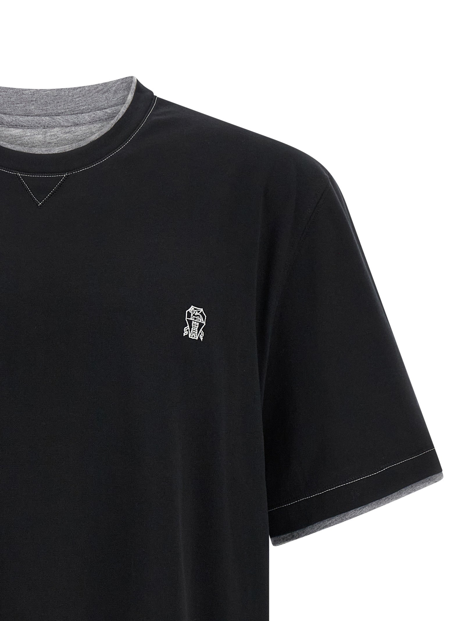 Brunello Cucinelli Black Cotton T-Shirt | Designer Couture Elegance