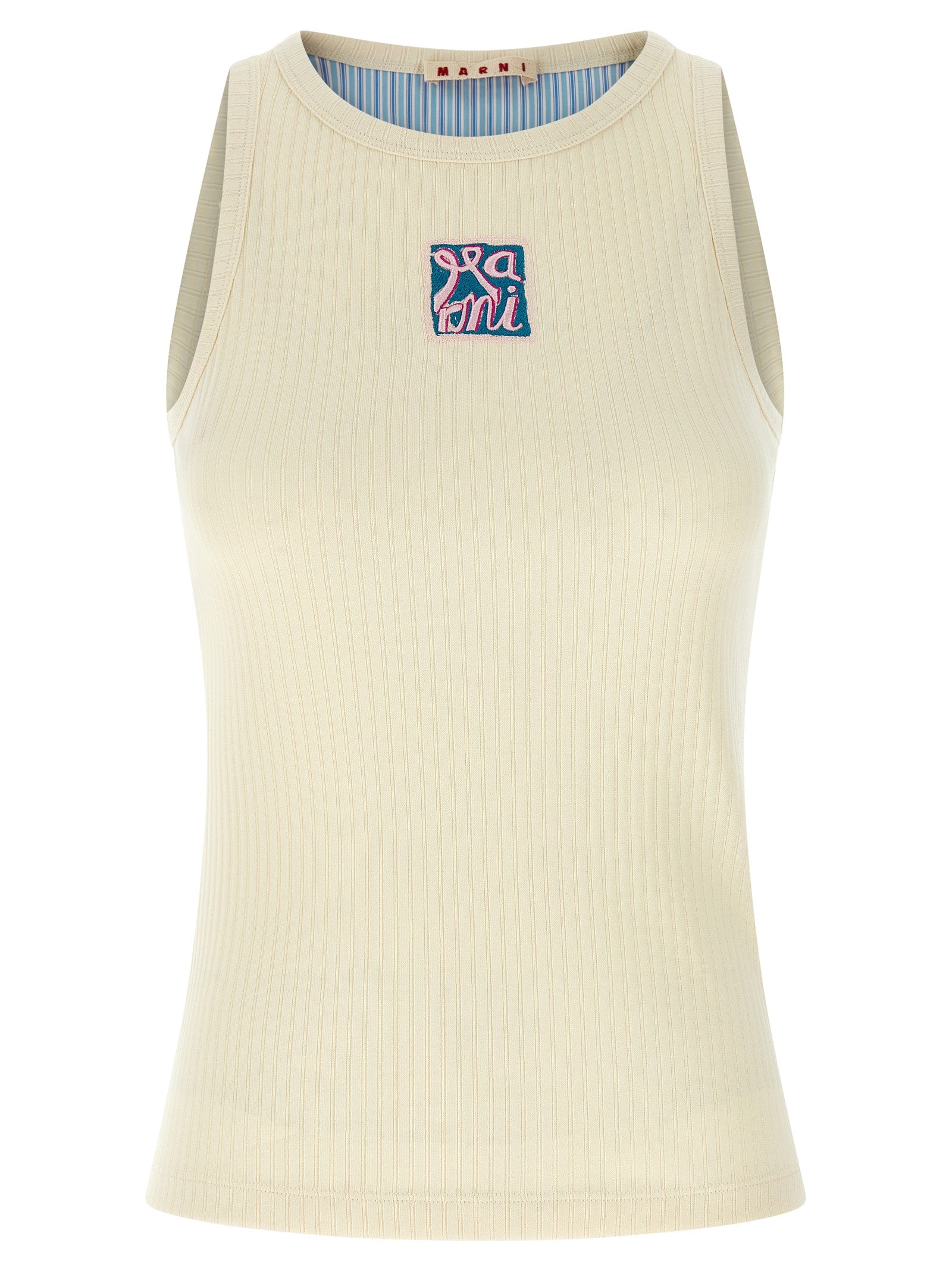 Indulge in the Marni Beige Cotton Tank Top, a masterpiece of artisanal luxury, crafted from 100% cotton for effortless elegance and timeless sophistication.