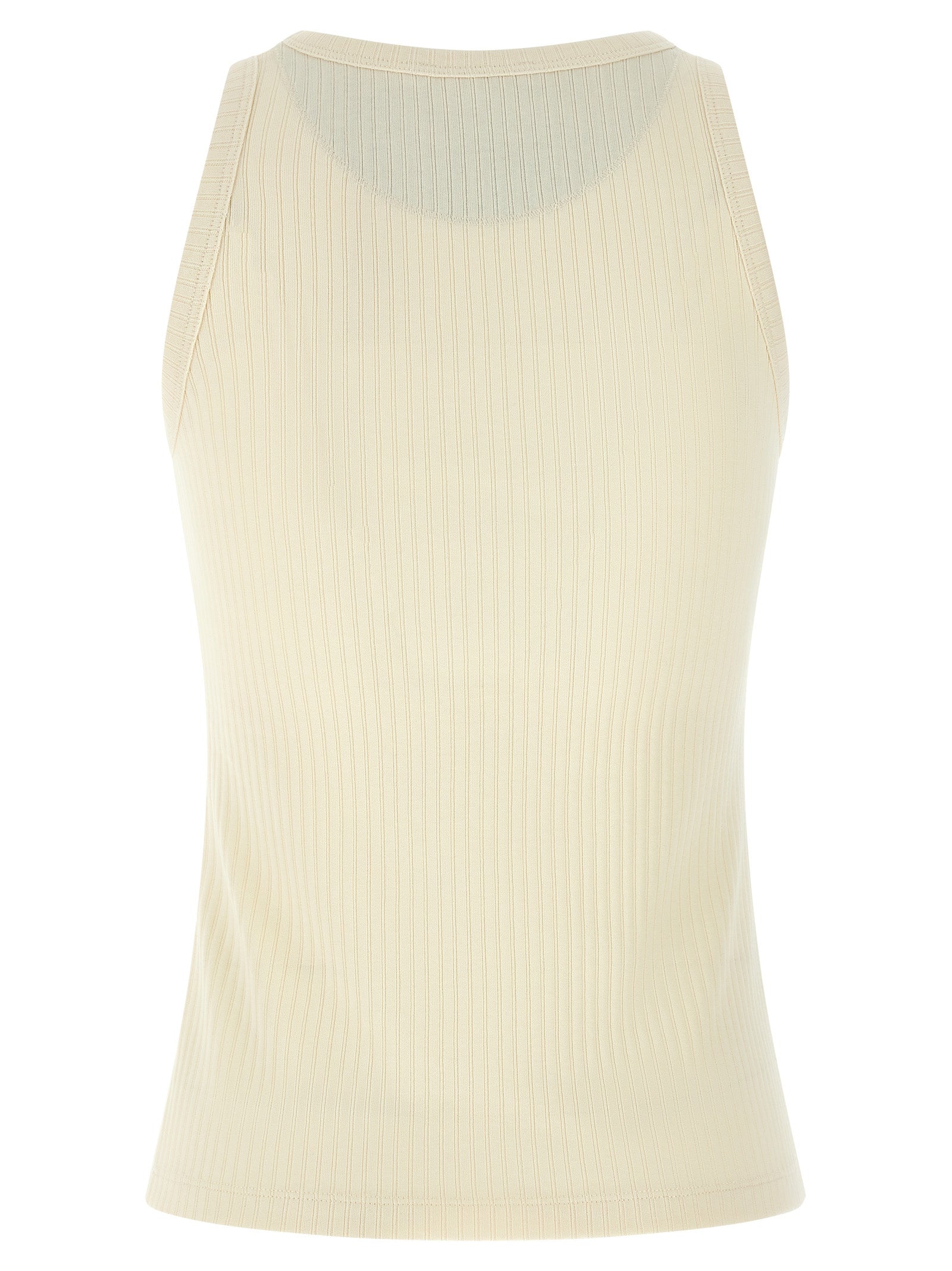 Elevate your wardrobe with the Marni Beige Cotton Tank Top, crafted from luxurious ribbed cotton, embodying timeless elegance and artisanal sophistication.