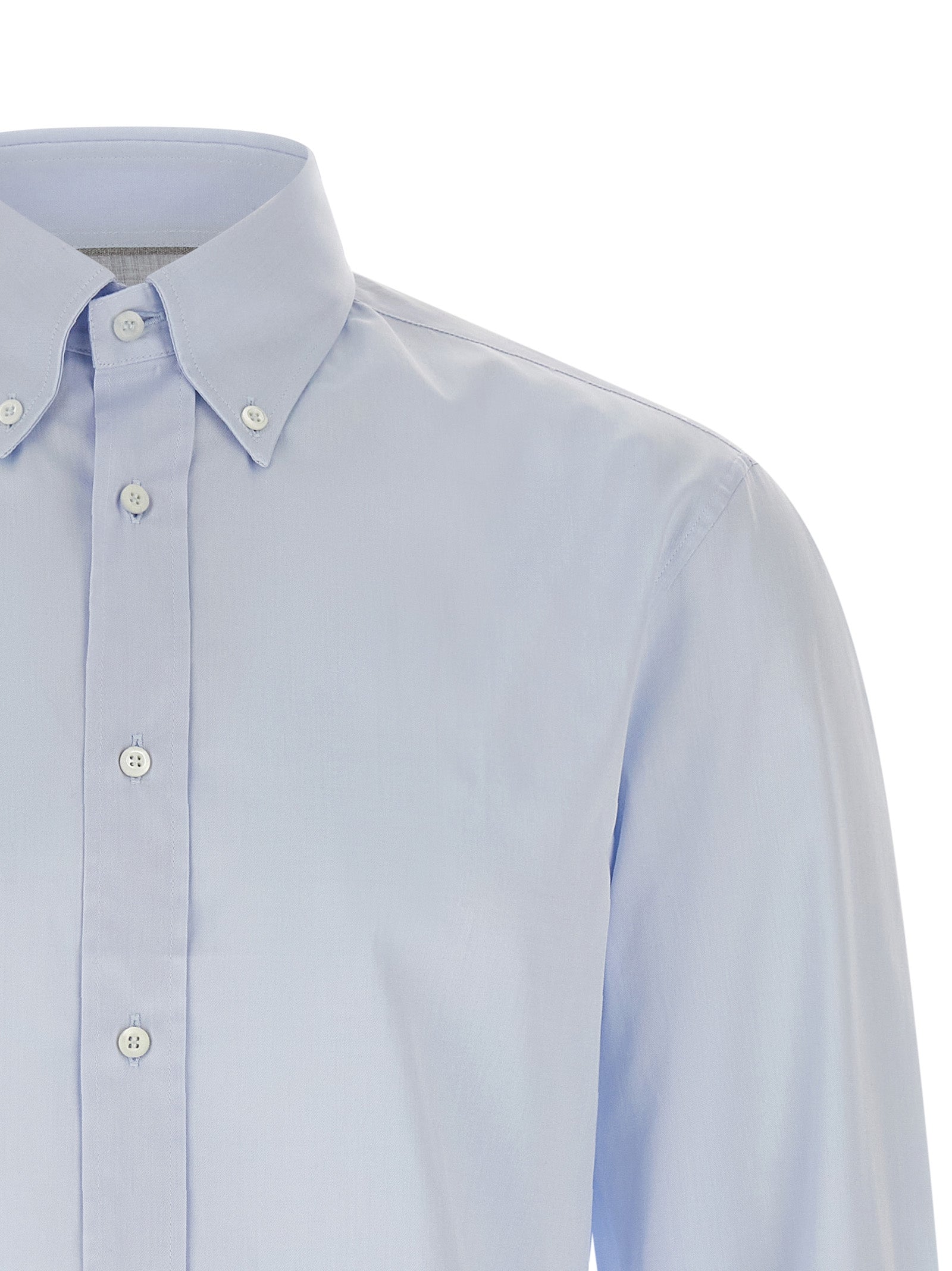 Brunello Cucinelli Blue Cotton Blouse – Designer Artisanal Elegance
