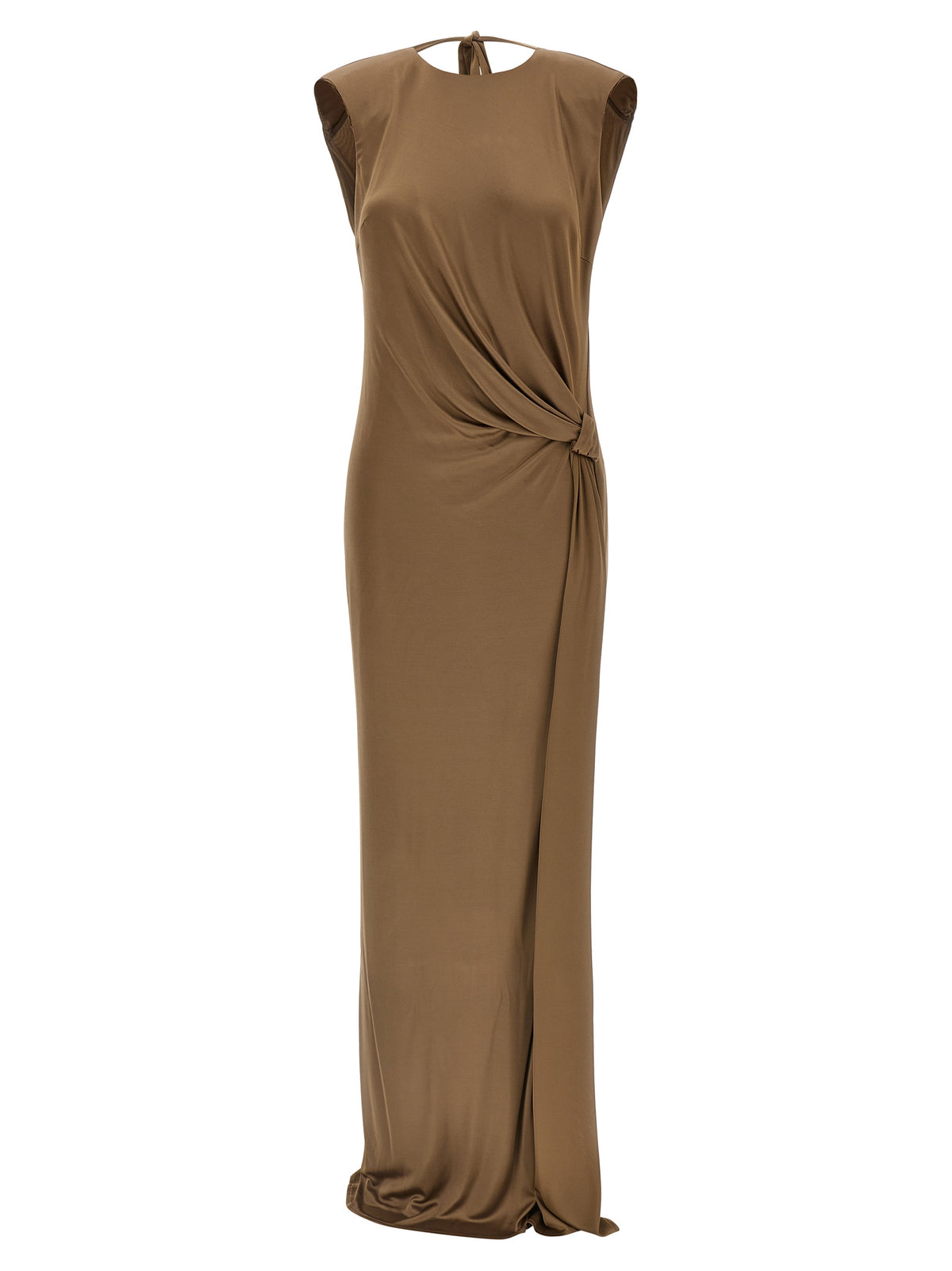 Elisabetta Franchi Beige Viscose Long Dress - Haute Couture Elegance