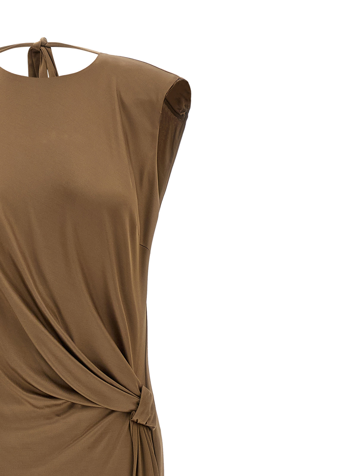 Elisabetta Franchi Beige Viscose Long Dress - Luxury Couture Elegance
