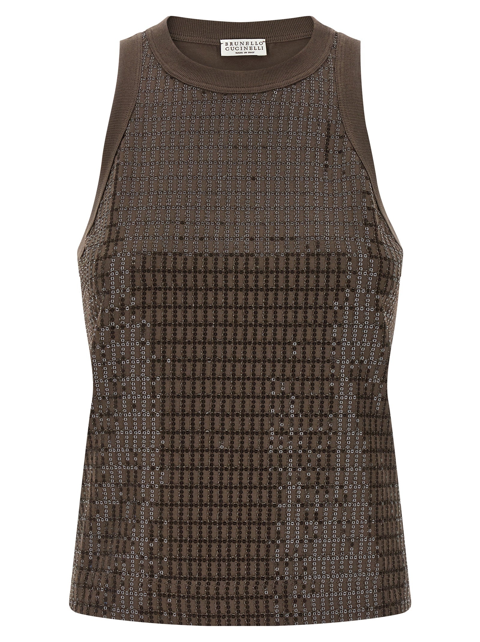 Brunello Cucinelli Brown Cotton Tank Top, Artisanal Luxury Fashion