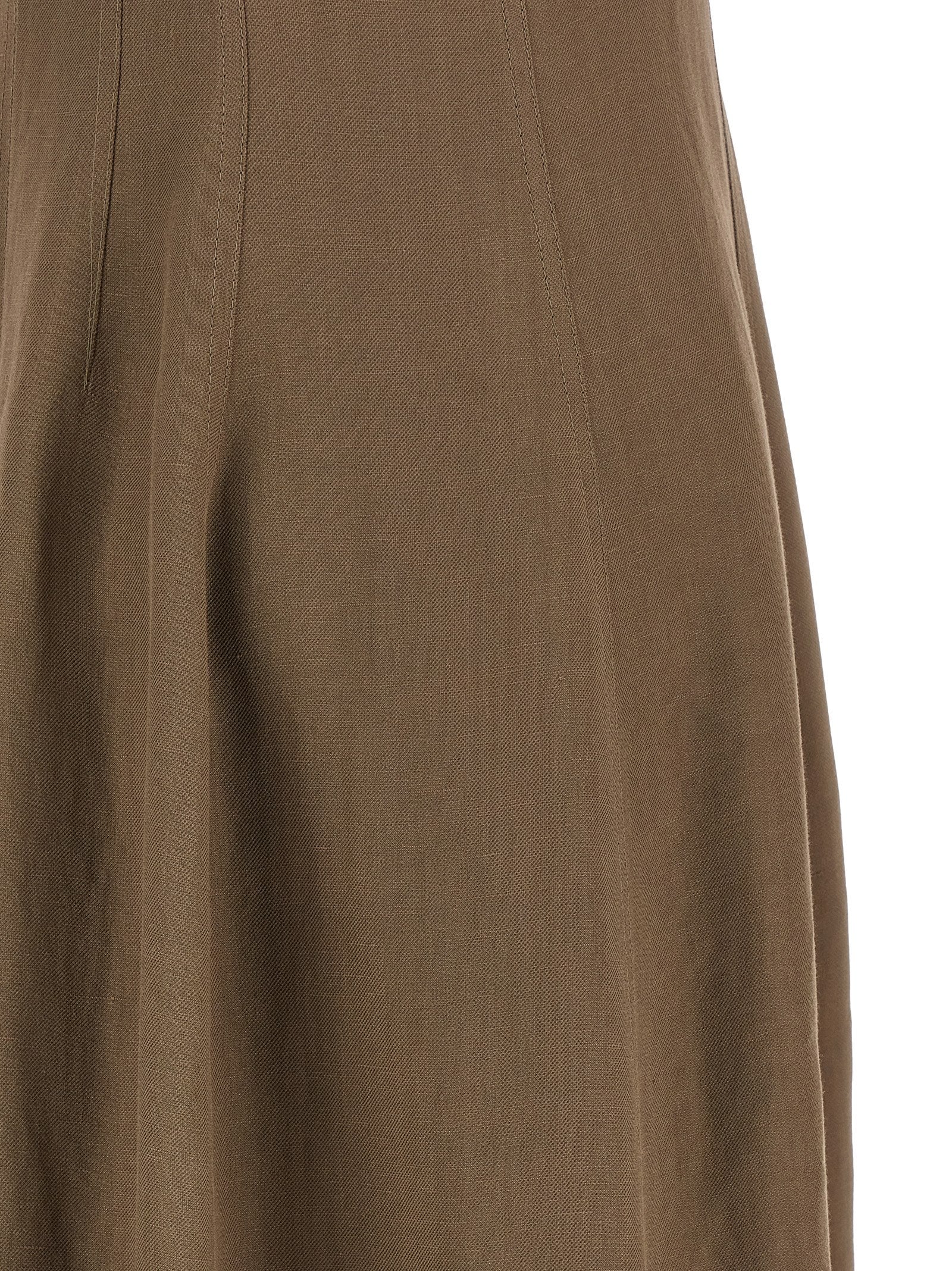 Brunello Cucinelli Brown Viscose Midi Dress - Designer Couture Elegance