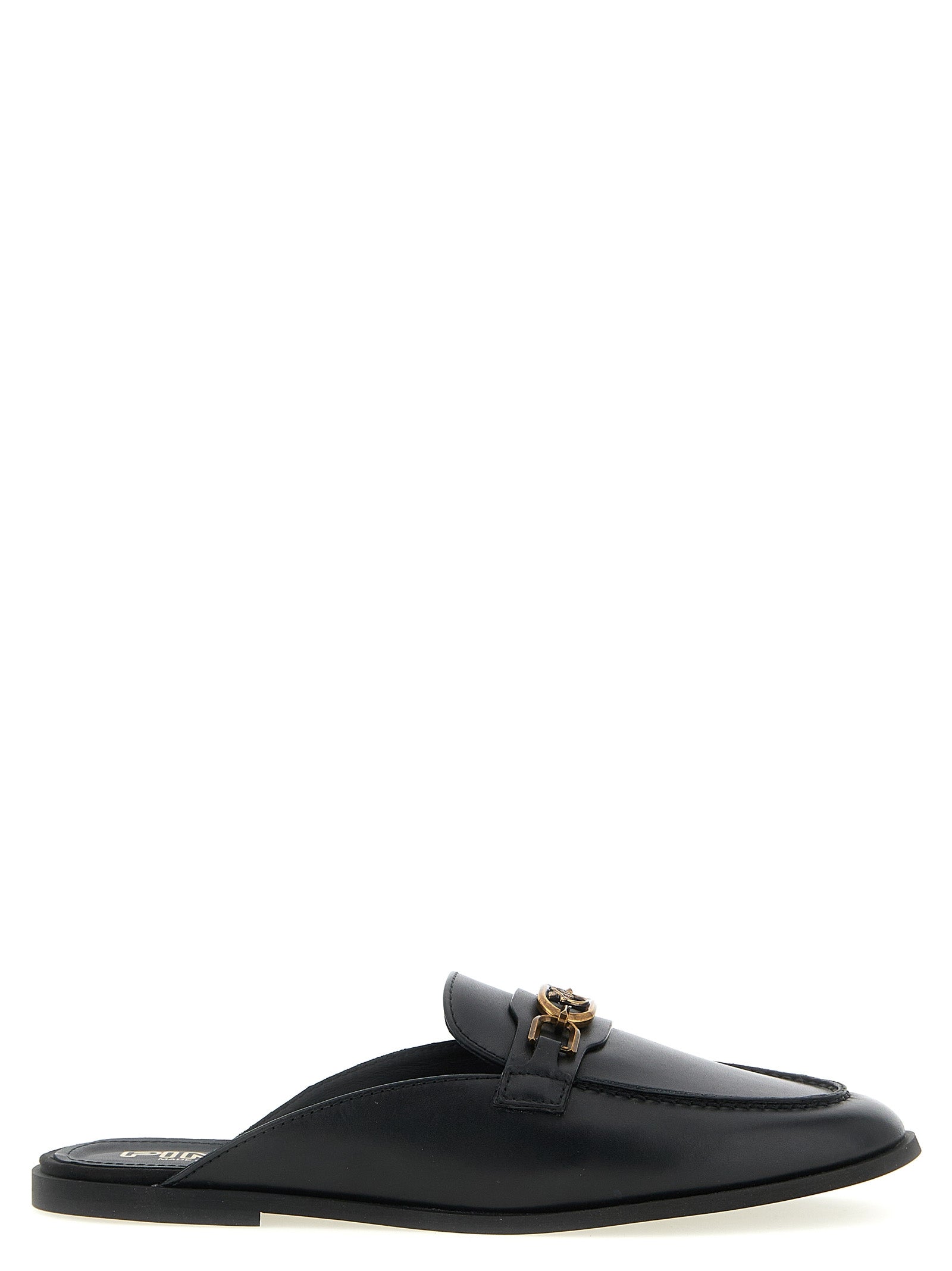 Indulge in the exquisite PINKO Black Calfskin Slides, where luxurious craftsmanship meets contemporary elegance, perfect for the discerning individual seeking sophistication.