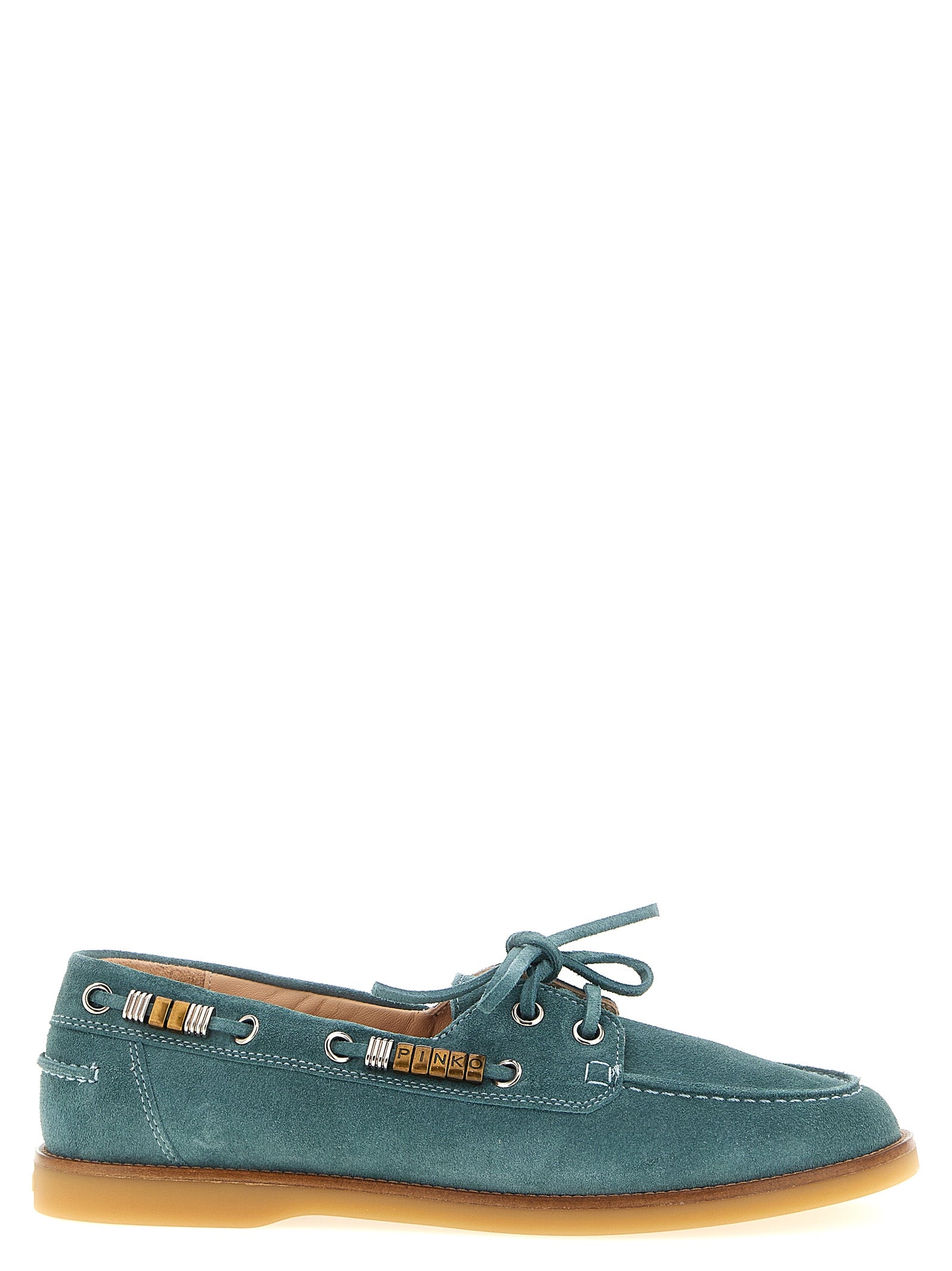 Indulge in the PINKO Blue Calfskin Moccassin, where artisanal craftsmanship meets modern elegance, perfect for those who appreciate luxury and sophistication.