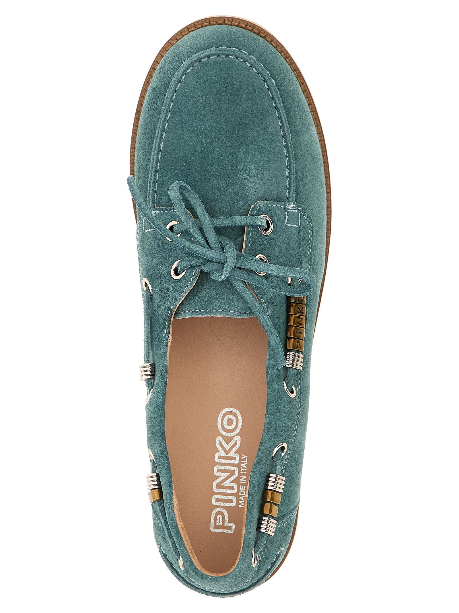 Experience the allure of PINKO's Blue Calfskin Moccassin, where exquisite craftsmanship meets modern elegance, perfect for those who embody sophistication and style.