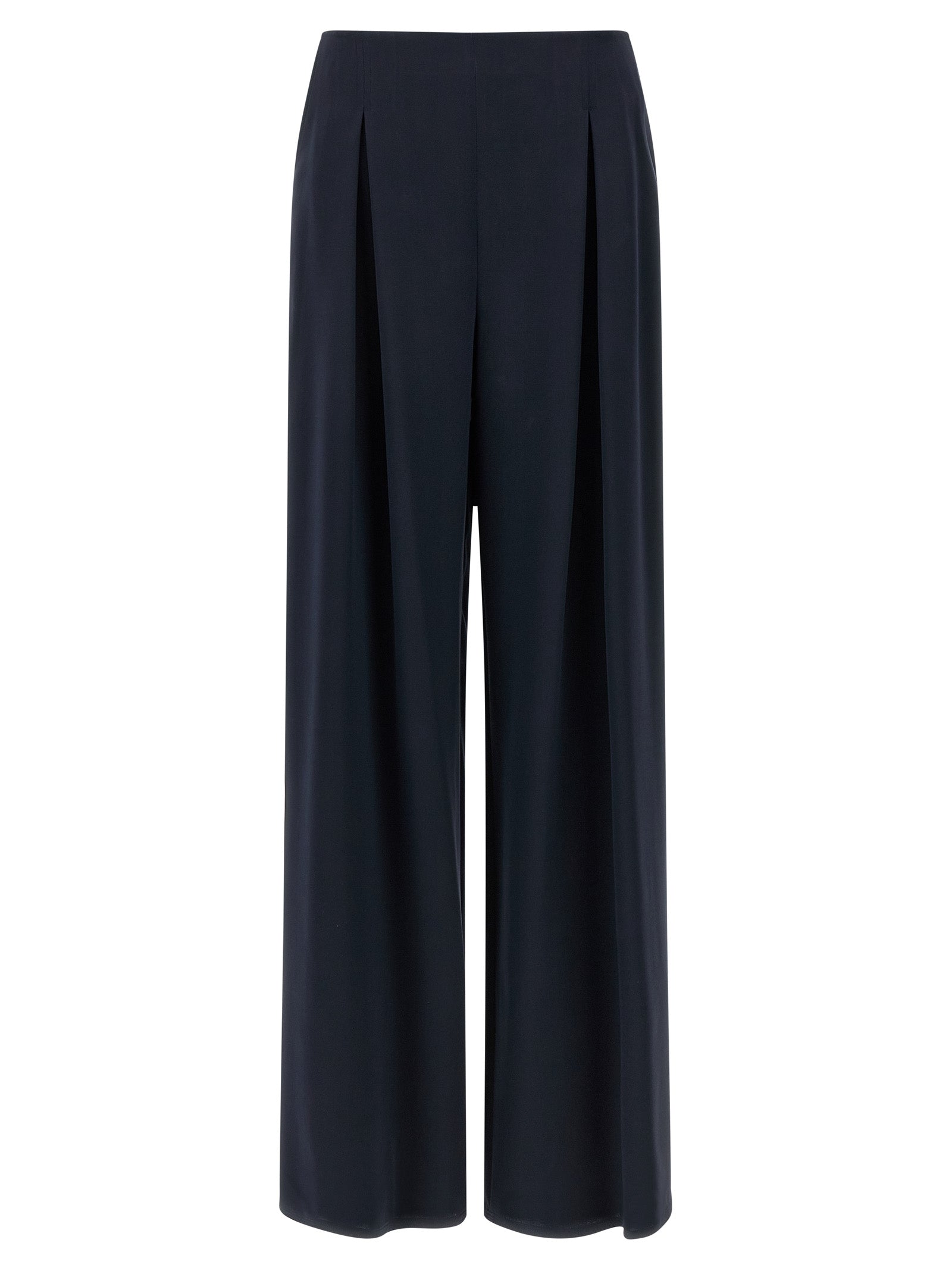 Elevate your wardrobe with Max Mara's Blue Silk Casual Pants, where exquisite Italian craftsmanship meets a luxurious wide-leg silhouette for timeless sophistication.