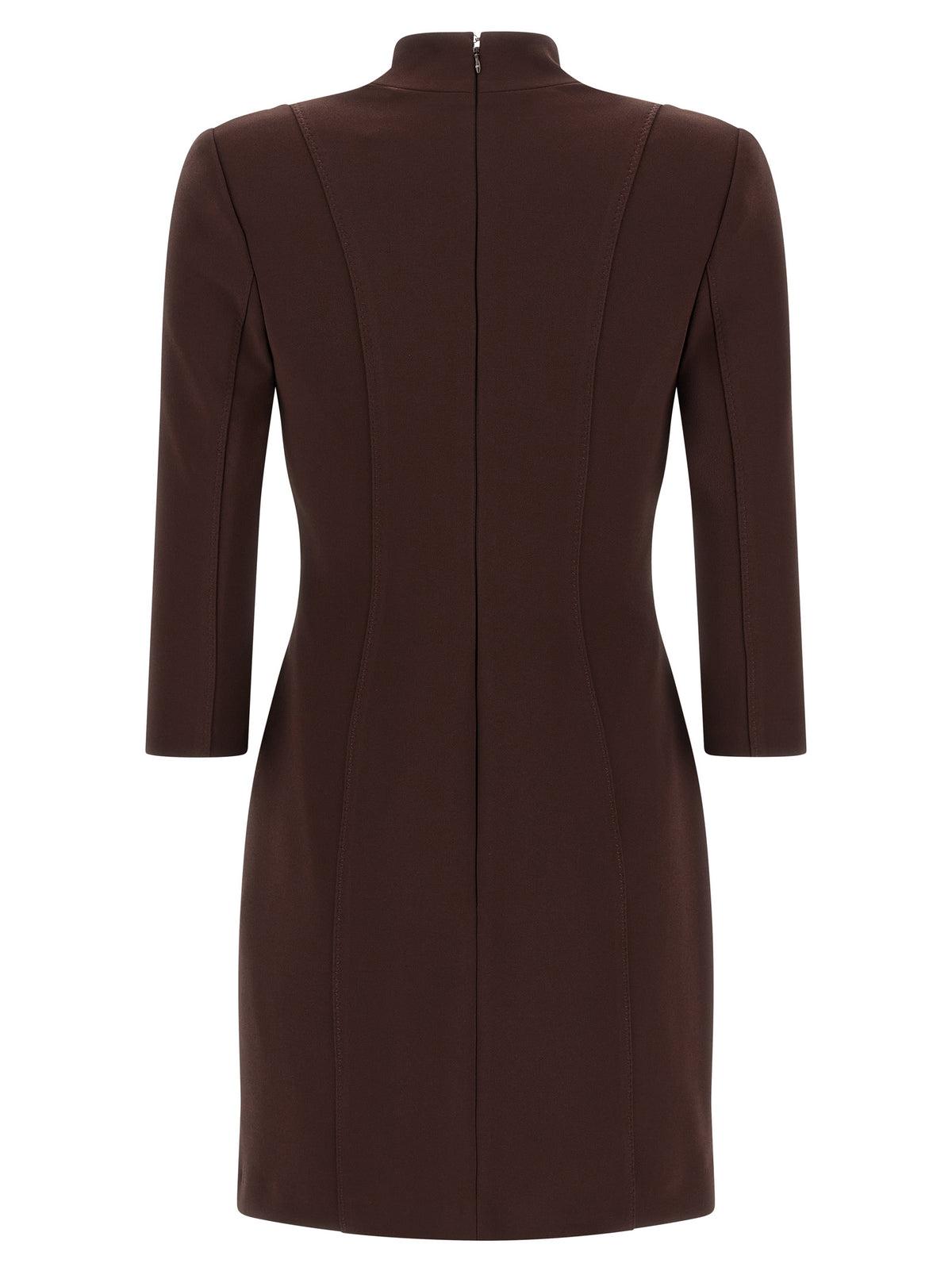 Elisabetta Franchi Brown Polyester Short Dress - Artisanal Couture Elegance