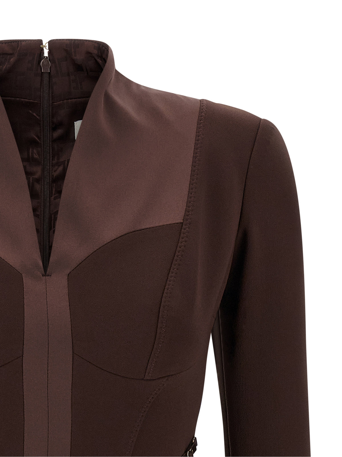 Elisabetta Franchi Brown Polyester Short Dress - Artisanal Elegance