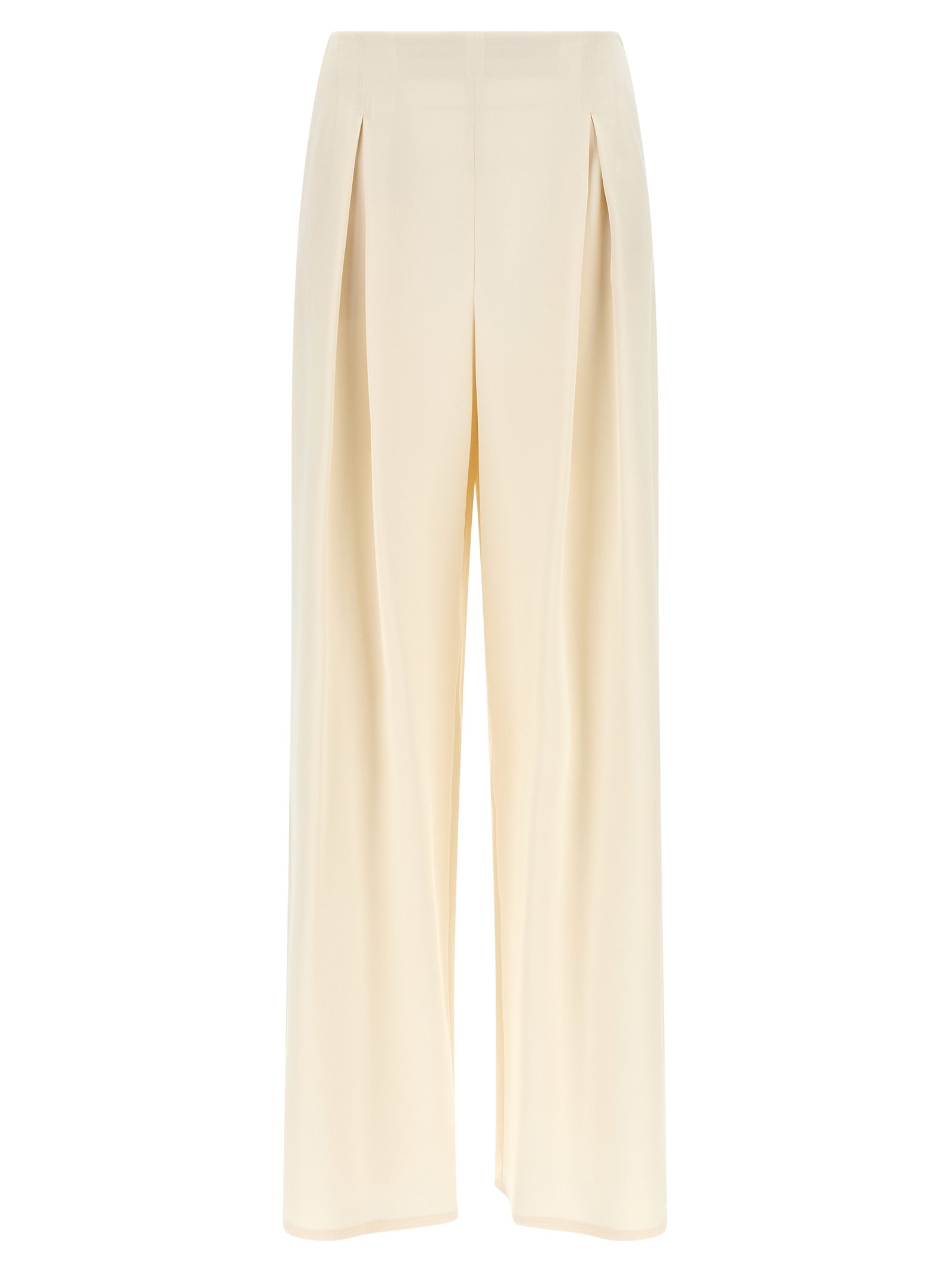 Elevate your wardrobe with Max Mara's Mxppalude White Silk Casual Pants, a luxurious blend of silk and elastane, embodying timeless elegance and artisanal craftsmanship.
