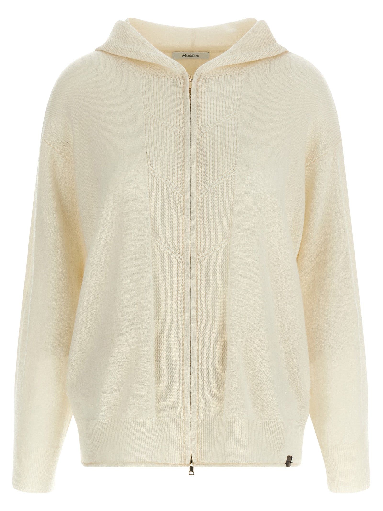 Experience the epitome of luxury with the Max Mara White Cashmere Cardigan, crafted from pure cashmere for unparalleled softness and timeless elegance.