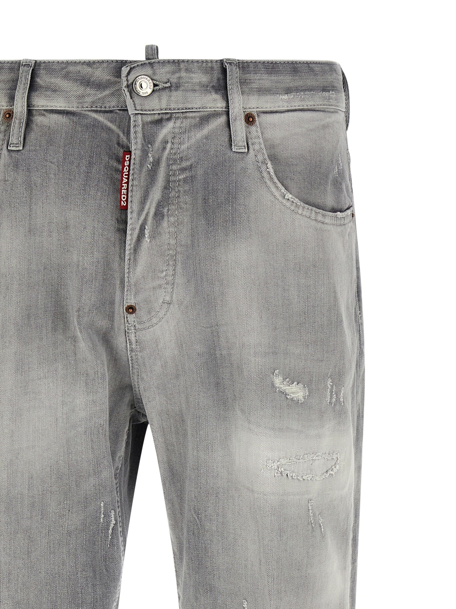 Dsquared² Gray Cotton Straight-Leg Jeans | Designer Luxury Denim