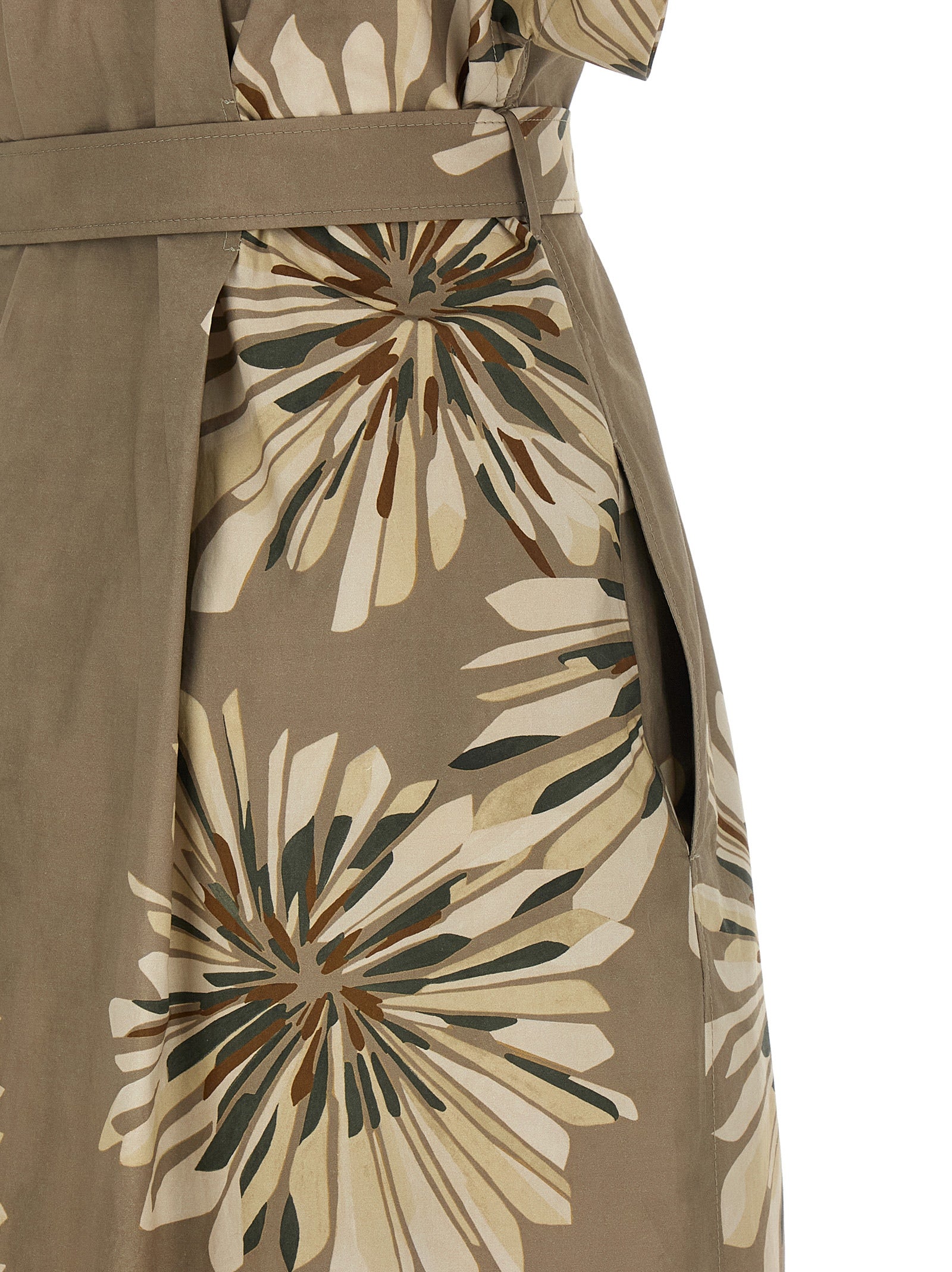 Brunello Cucinelli Bicolor Cotton Long Dress - Italian Luxury Couture