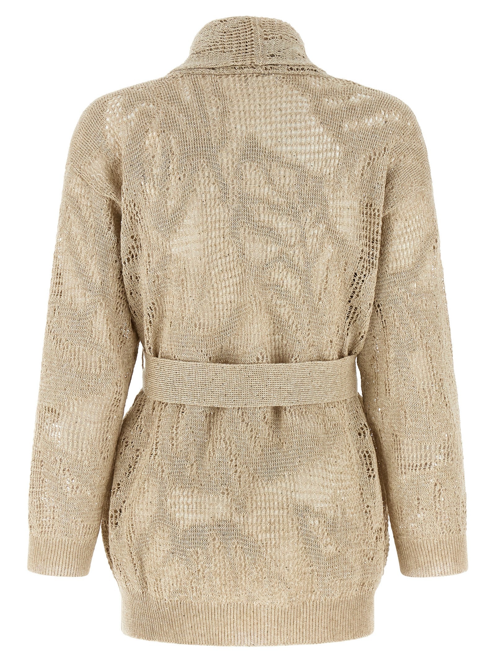 Brunello Cucinelli Beige Linen Cardigan - Artisanal Luxury Fashion