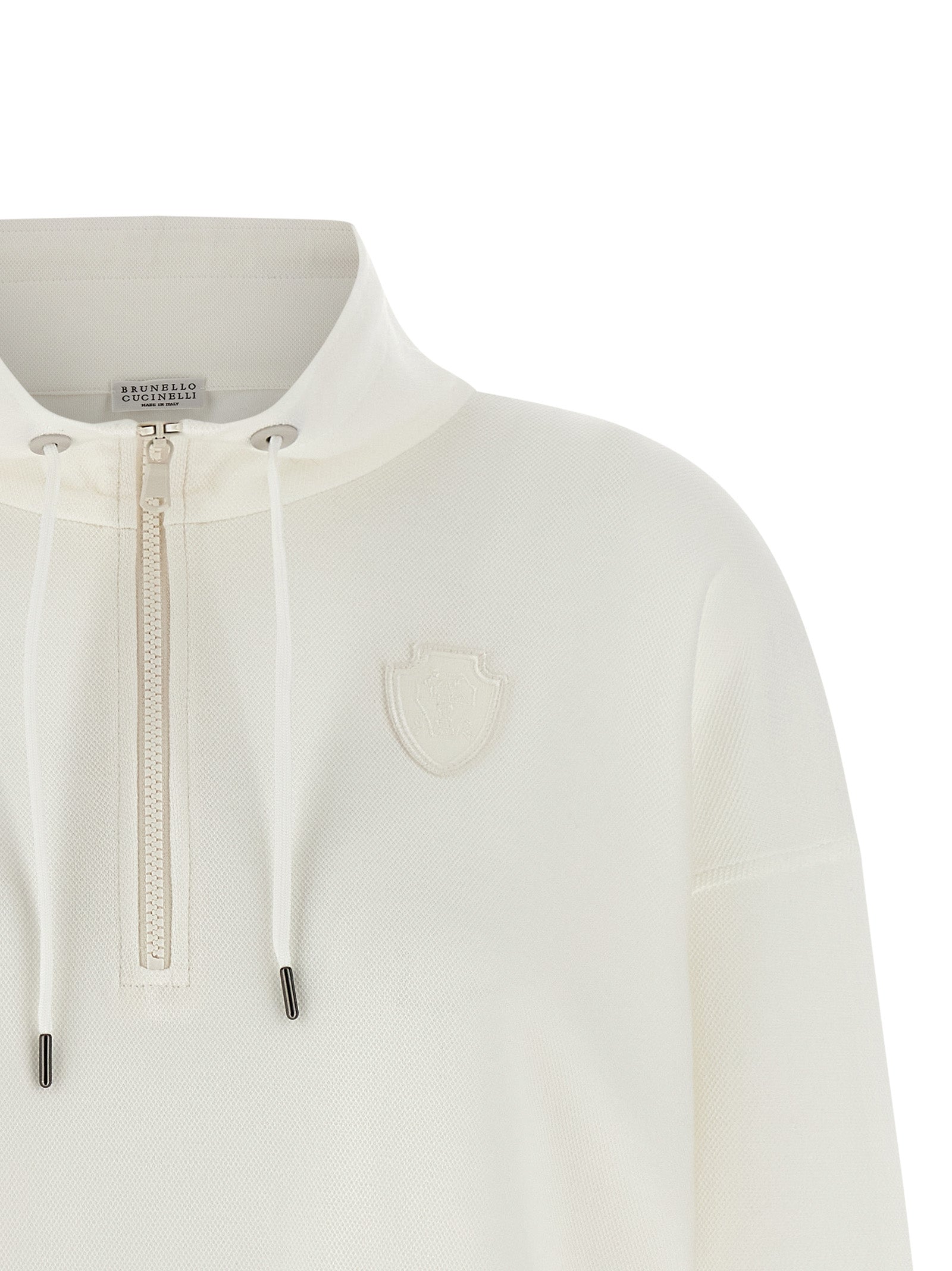 Brunello Cucinelli White Cotton Sweatshirt - Artisanal Luxury