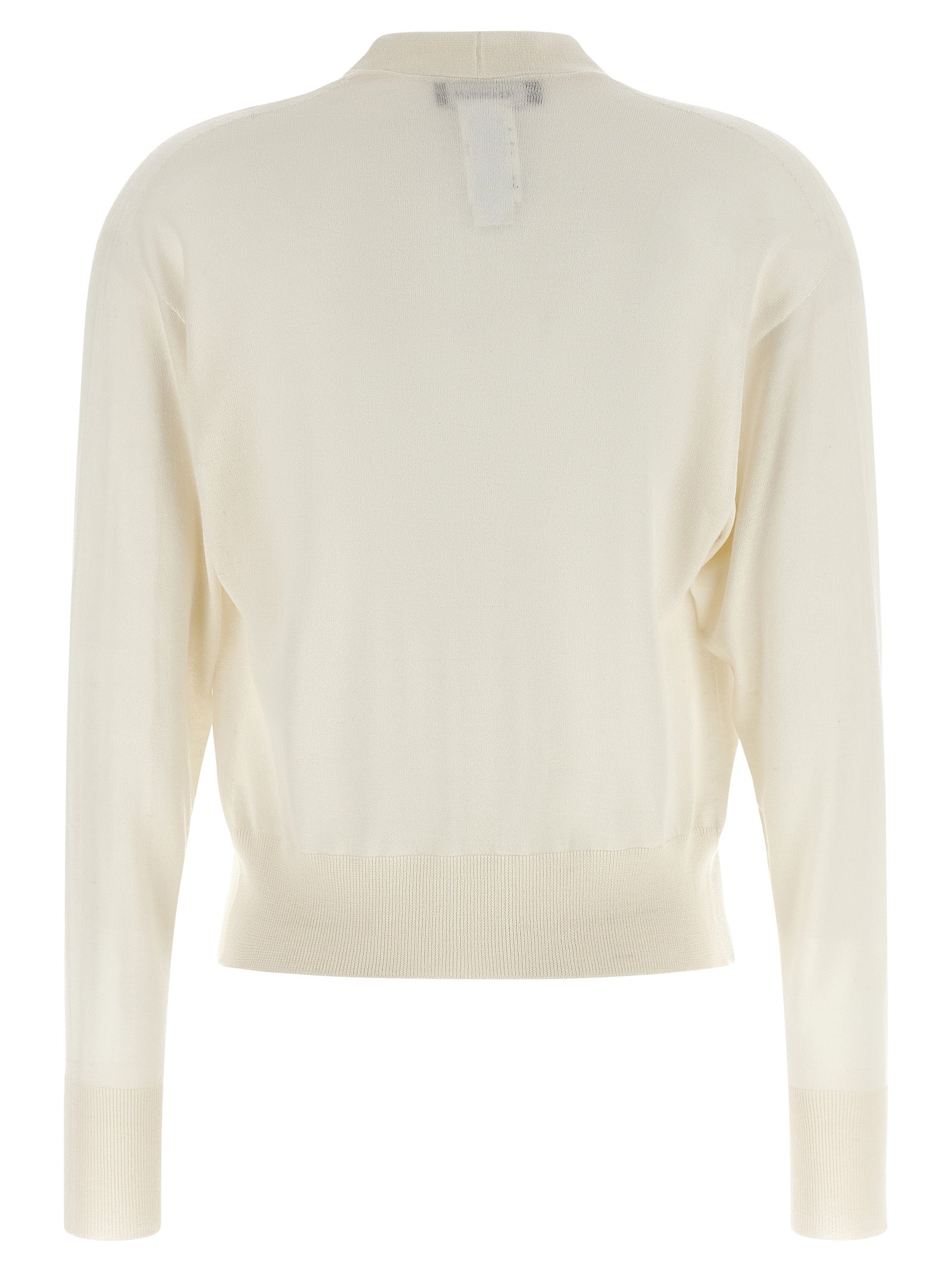 Experience the allure of the Fabiana Filippi White Cashmere Cardigan, a luxurious blend of cashmere and silk, embodying timeless elegance and refined sophistication.