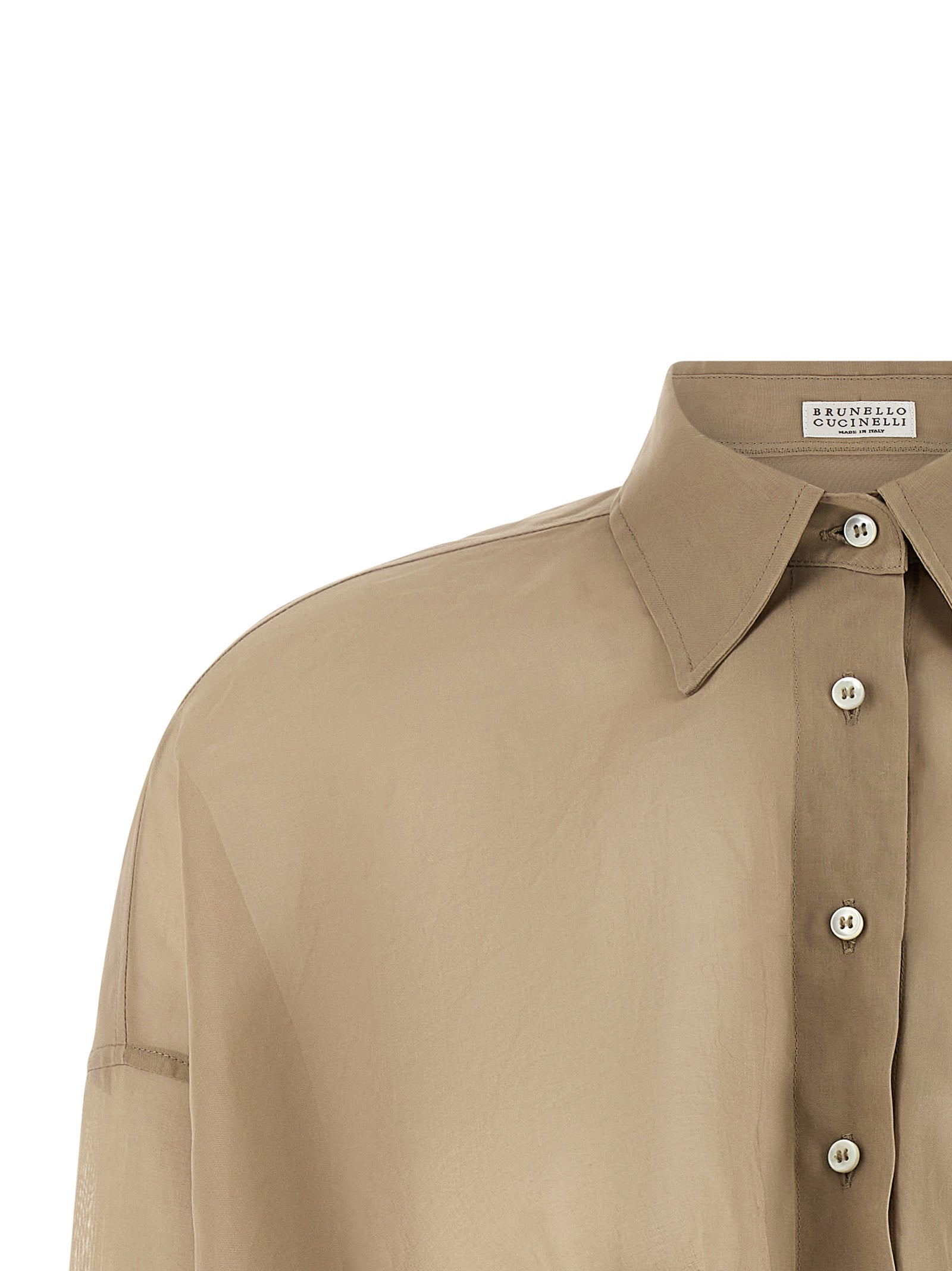 Brunello Cucinelli Beige Cotton Blouse - Designer Couture Elegance