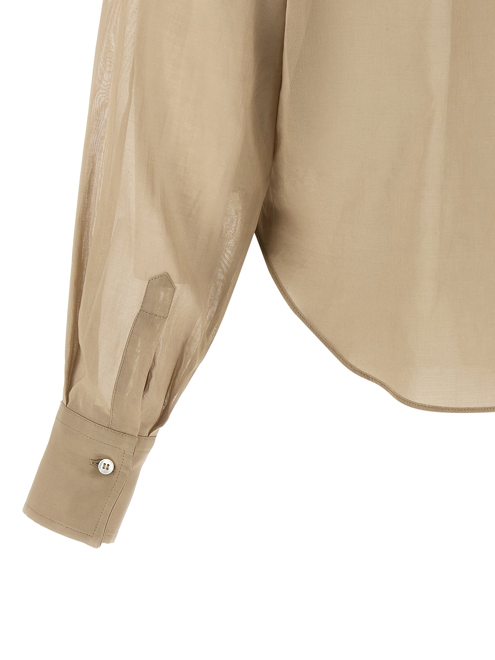Brunello Cucinelli Beige Cotton Blouse - Designer Couture Elegance