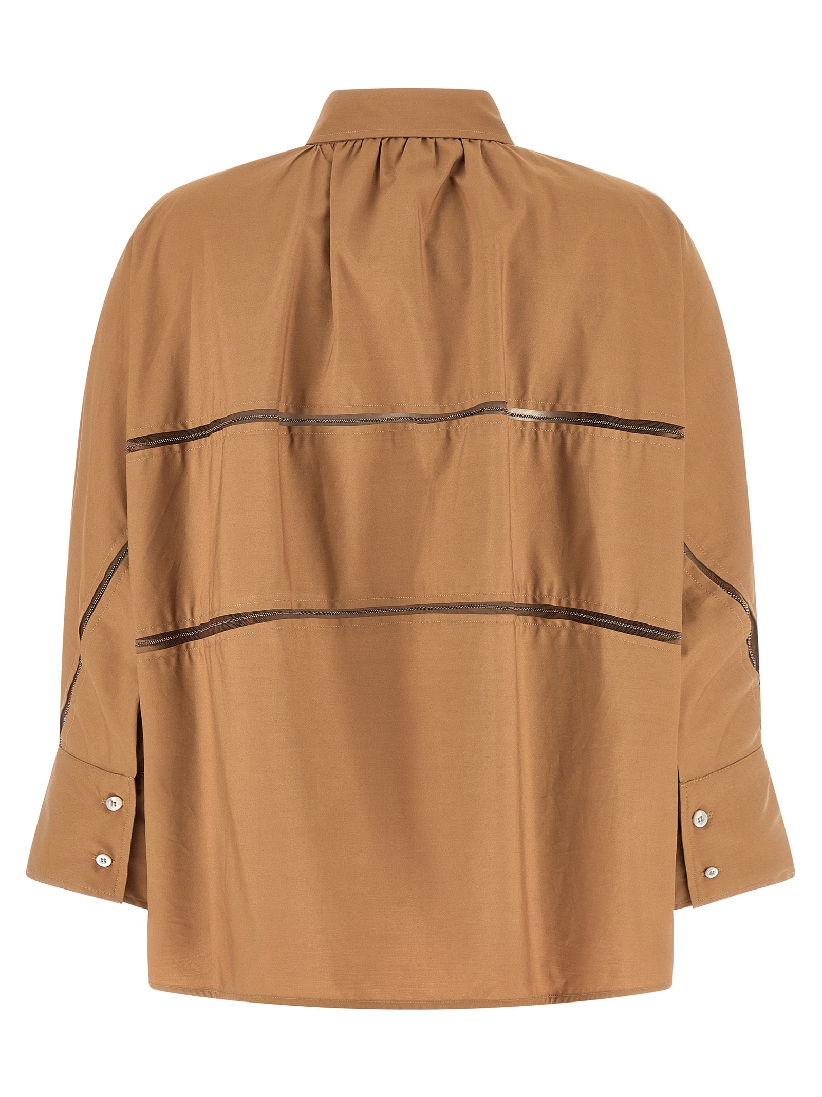 Elevate your wardrobe with the Fabiana Filippi Brown Cotton Blouse, a masterpiece of artisanal craftsmanship that embodies timeless elegance and modern sophistication.