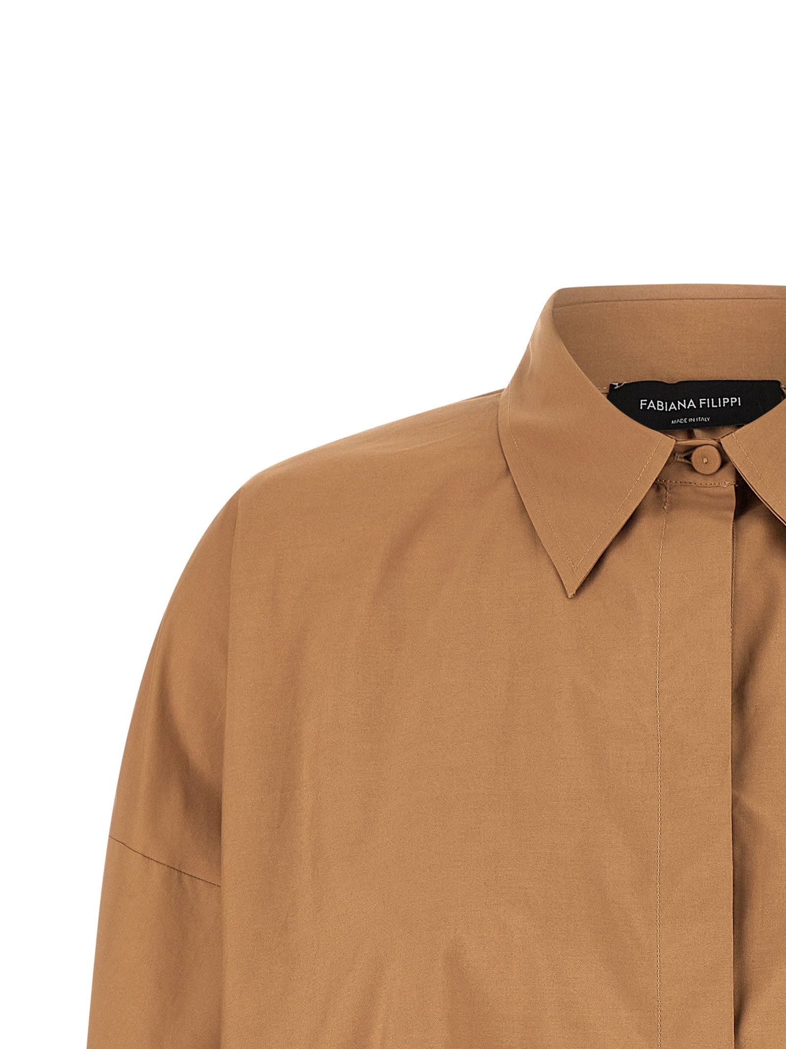 Discover the Fabiana Filippi Brown Cotton Blouse, a masterpiece of artisanal elegance crafted in Italy, blending luxurious comfort with sophisticated style for the discerning individual.