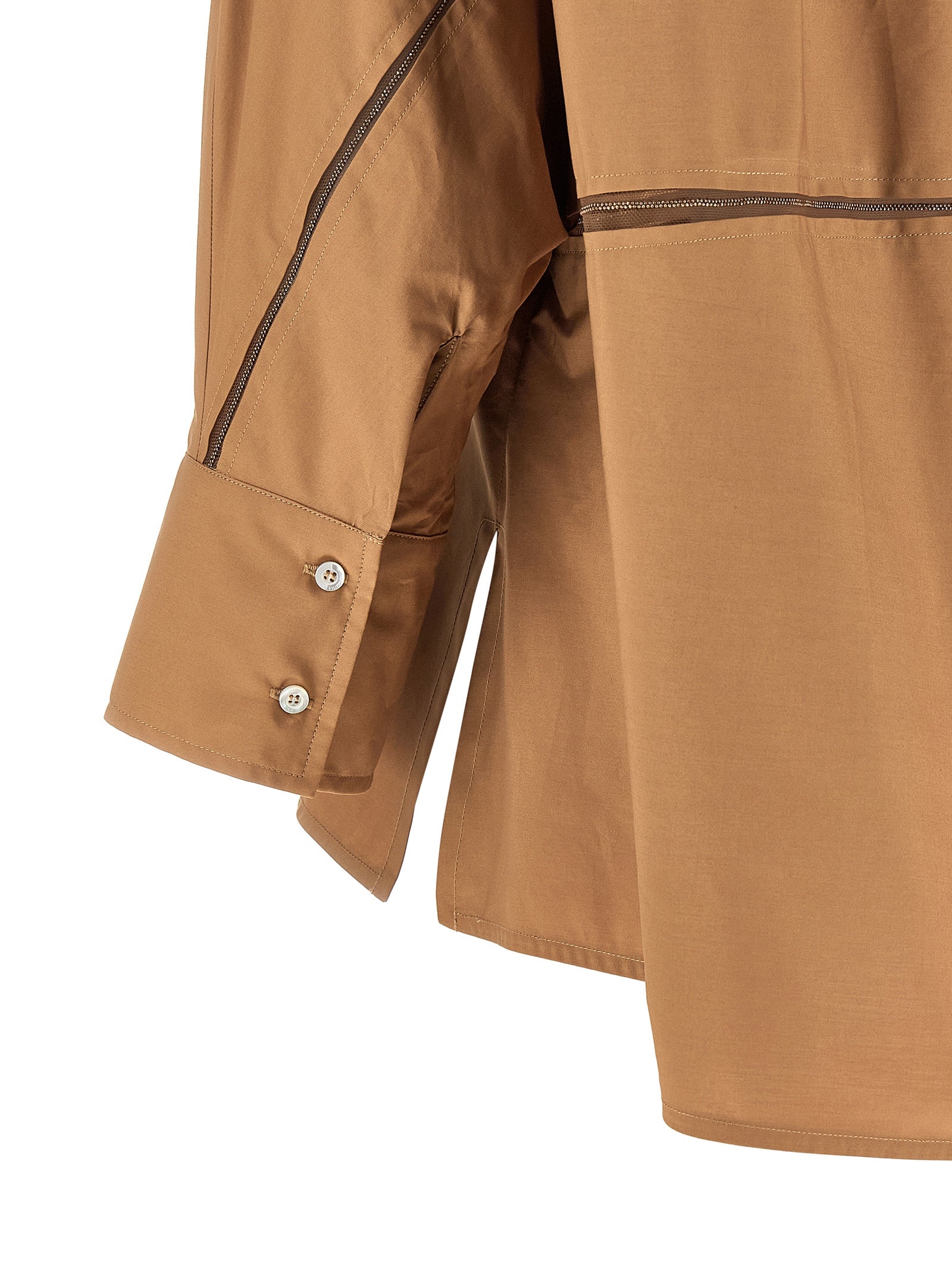 Experience the exquisite artistry of the Fabiana Filippi Brown Cotton Blouse, where luxurious craftsmanship meets modern elegance, perfect for the discerning individual.