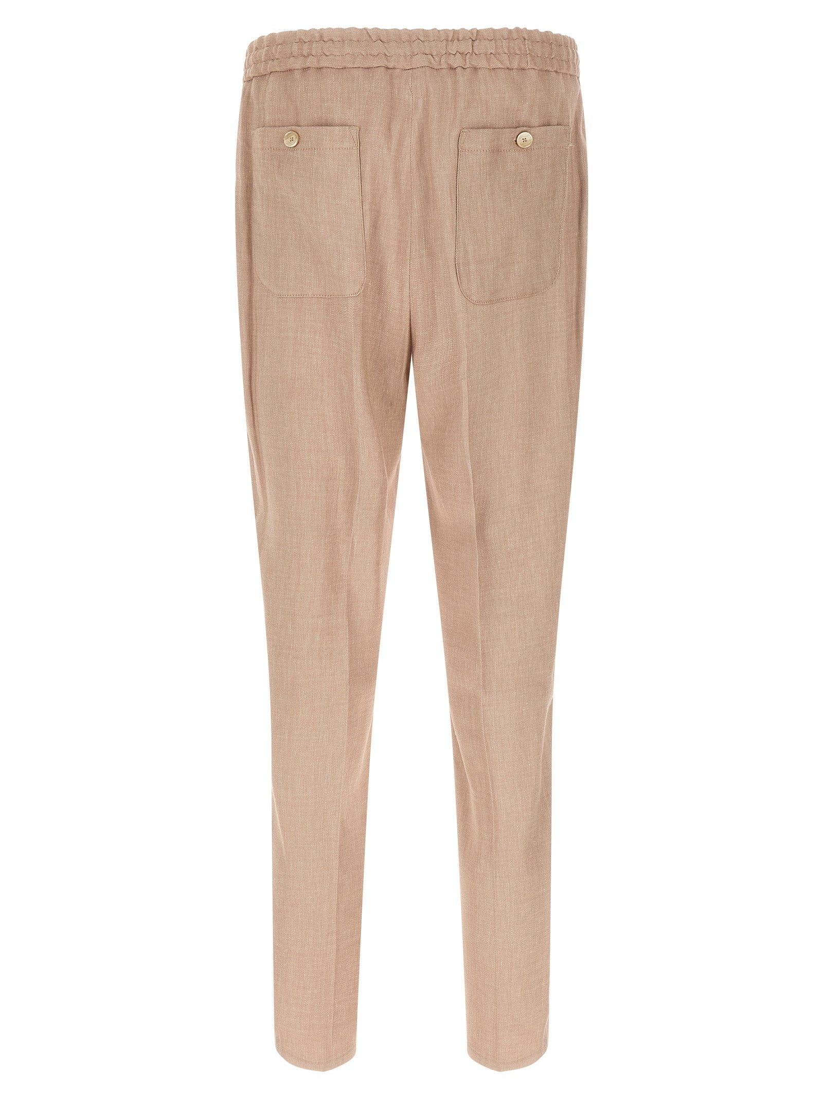 Elevate your style with Etro Beige Linen Joggers, a luxurious blend of linen and viscose, crafted in Italy for the modern trendsetter seeking sophistication and comfort.