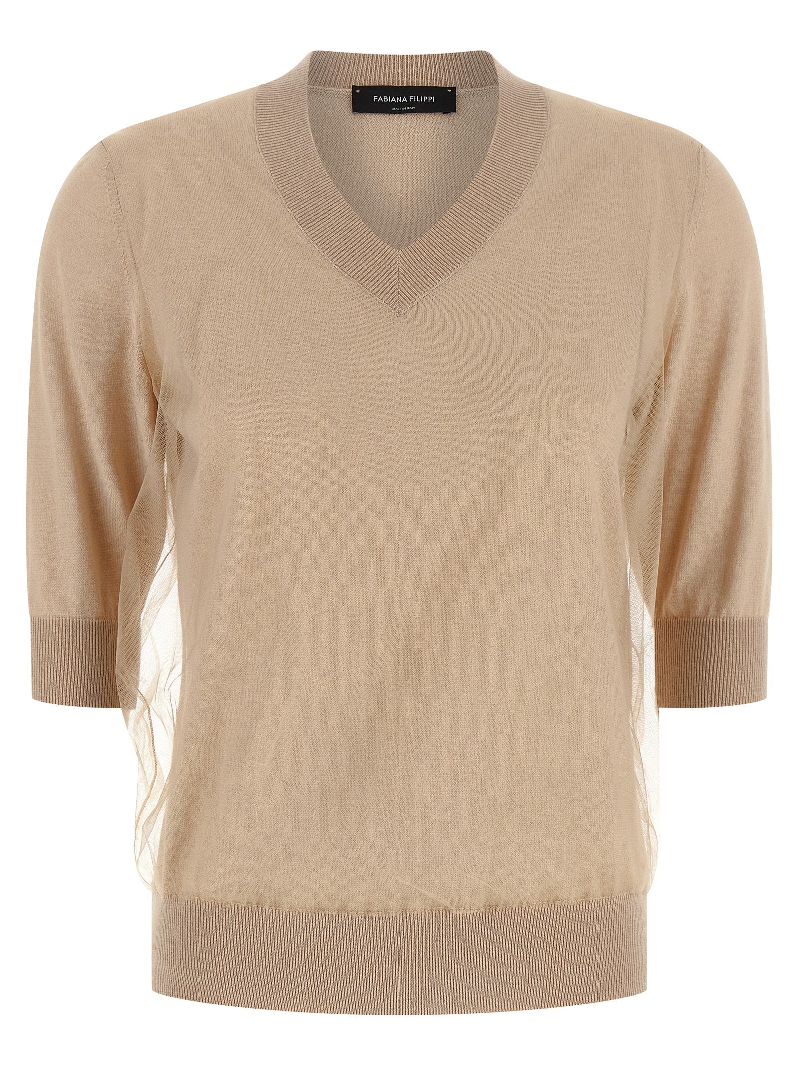 Indulge in the exquisite Fabiana Filippi Beige Virgin Wool Cardigan, a luxurious blend of virgin wool and cotton, crafted in Italy for timeless elegance and sophistication.