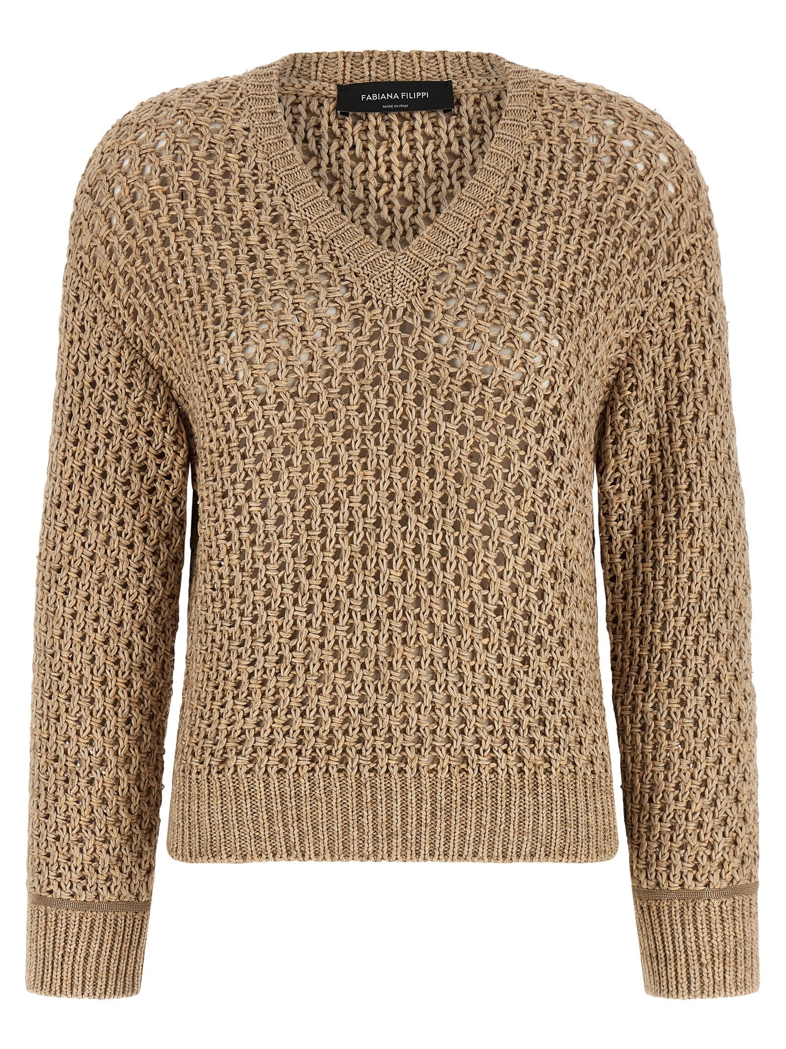 Indulge in the Fabiana Filippi Brown Cotton Cardigan, an artisanal luxury layer crafted from a refined blend of cotton and yak wool, embodying timeless elegance and sophistication.
