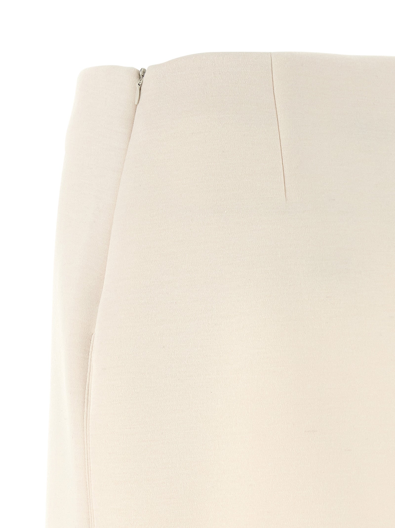 Experience the allure of the Fabiana Filippi Beige Modal Long Skirt, crafted in Italy from luxurious materials, embodying elegance and timeless sophistication for every occasion.