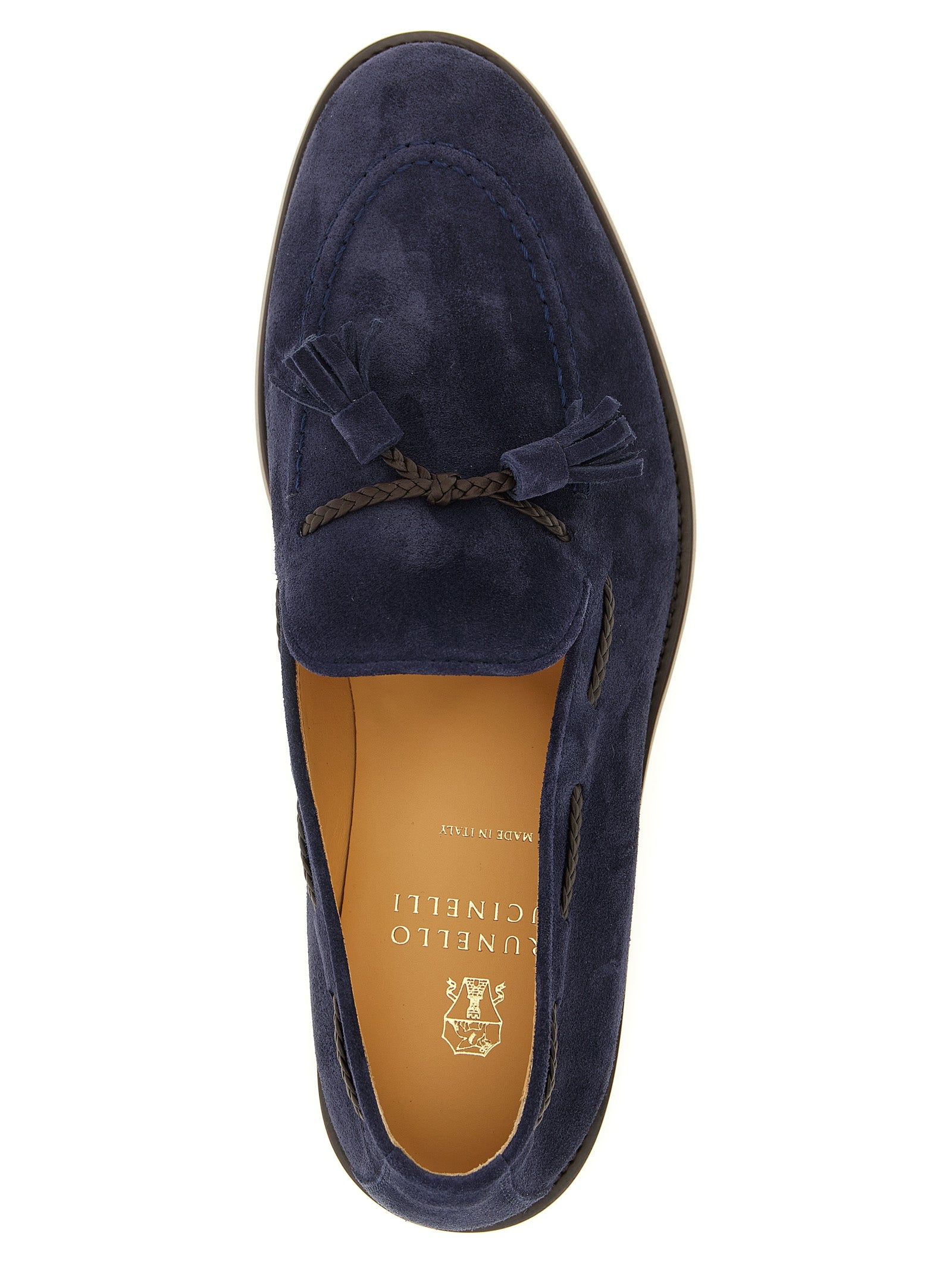 Brunello Cucinelli Blue Calfskin Slip-On Loafers, Artisanal Luxury