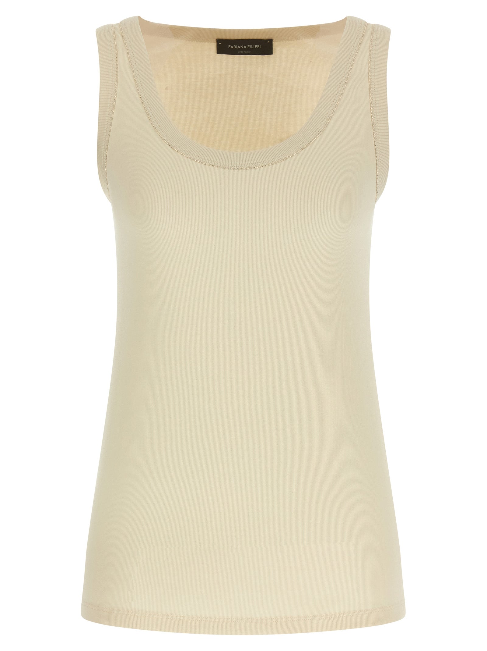 Discover the Fabiana Filippi Beige Cotton Tank Top, where exquisite Italian craftsmanship meets luxurious comfort, perfect for elevating your everyday elegance.
