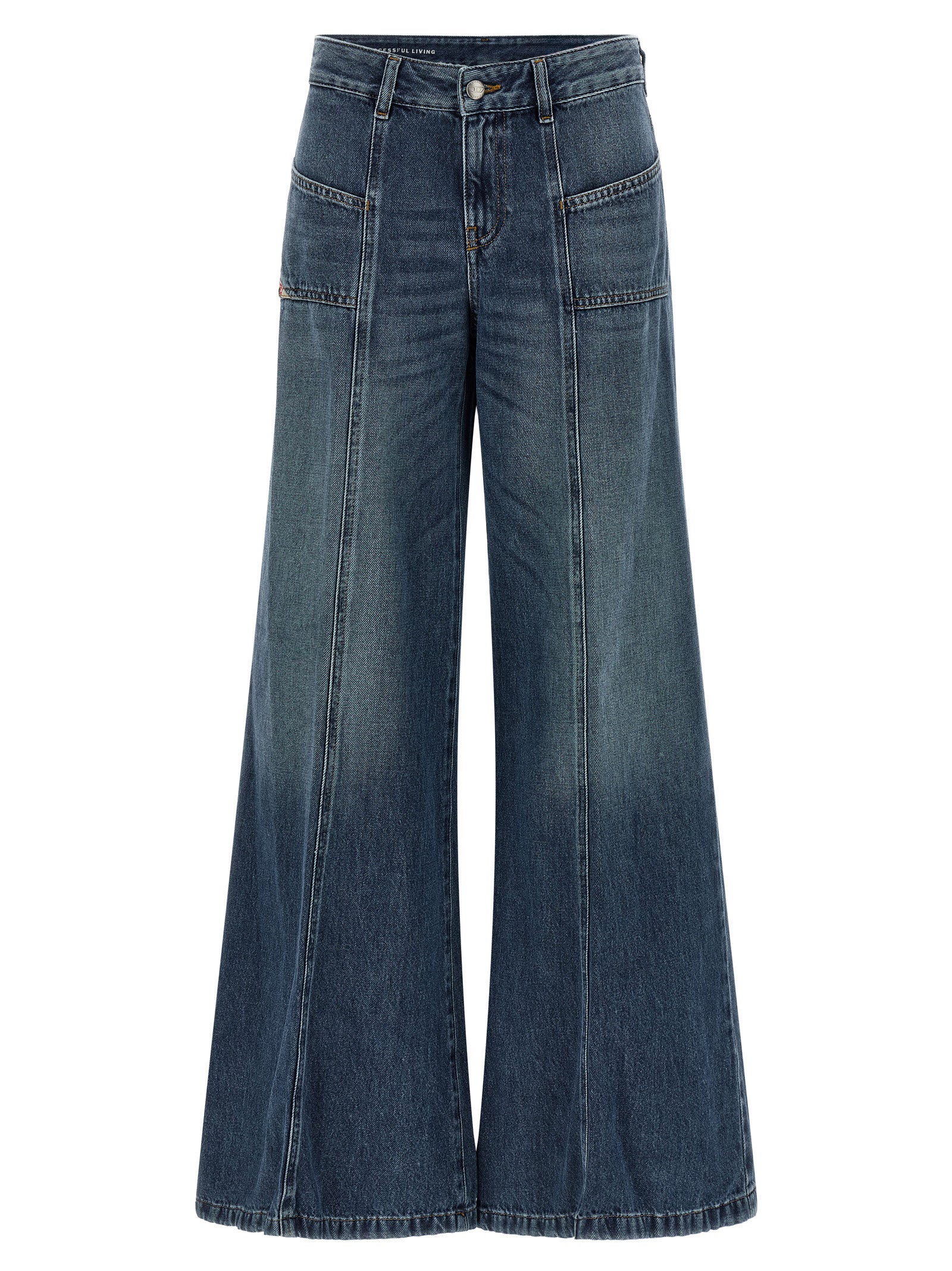 Diesel Blue Cotton Flared Jeans | Designer Couture Elegance