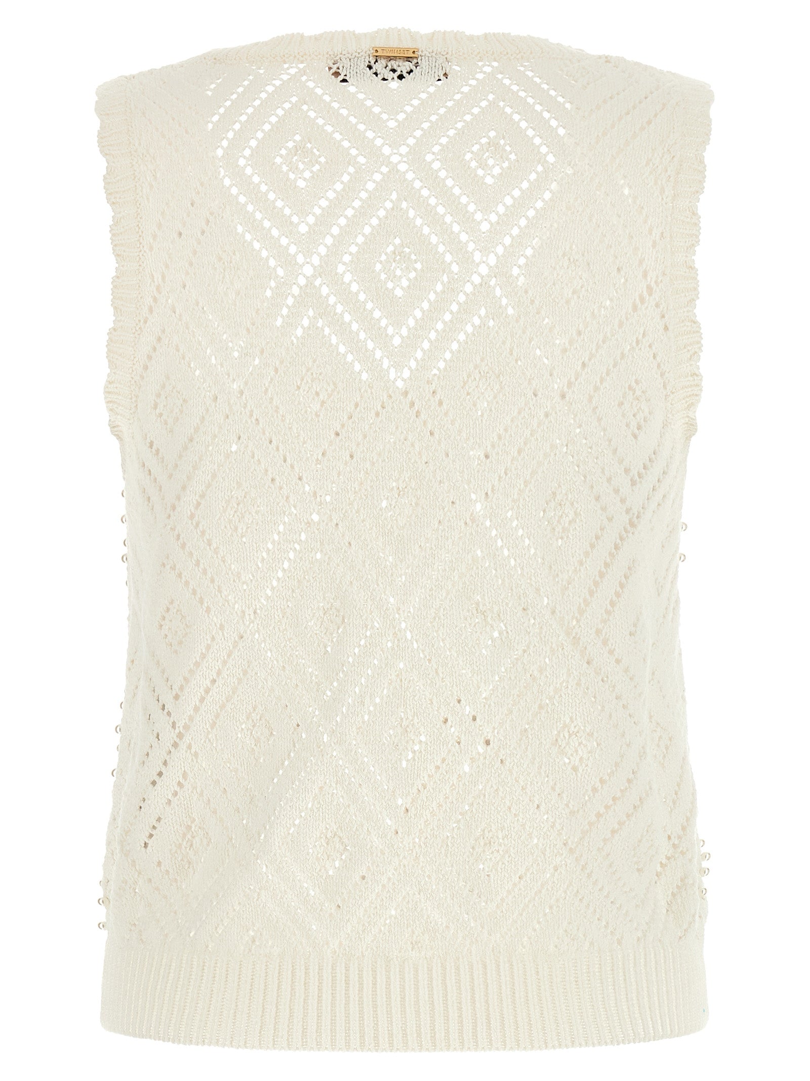 Twinset White Cotton Sleeveless T-Shirt - Timeless Luxury Elegance
