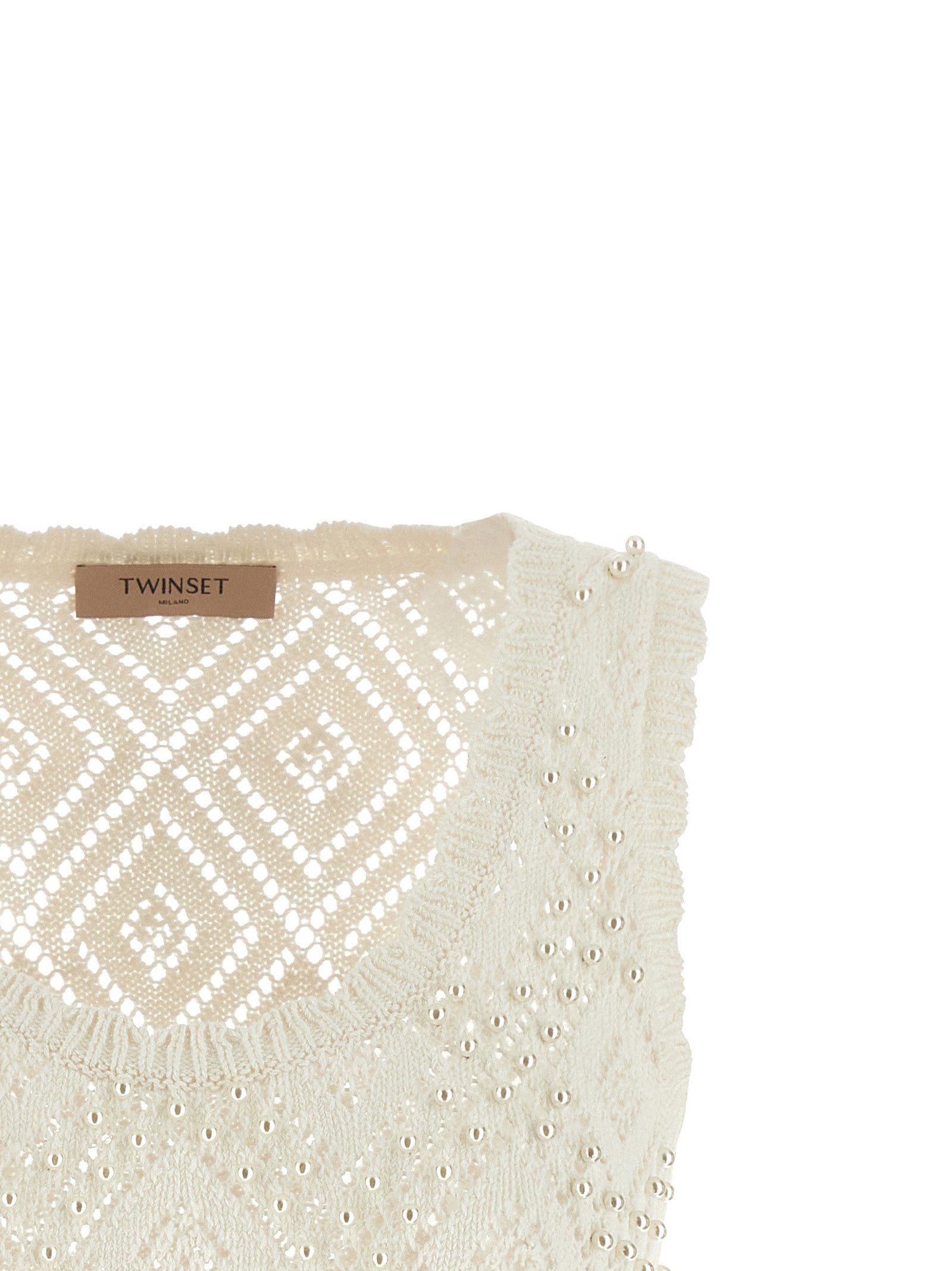 Twinset White Cotton Sleeveless T-Shirt - Timeless Elegance