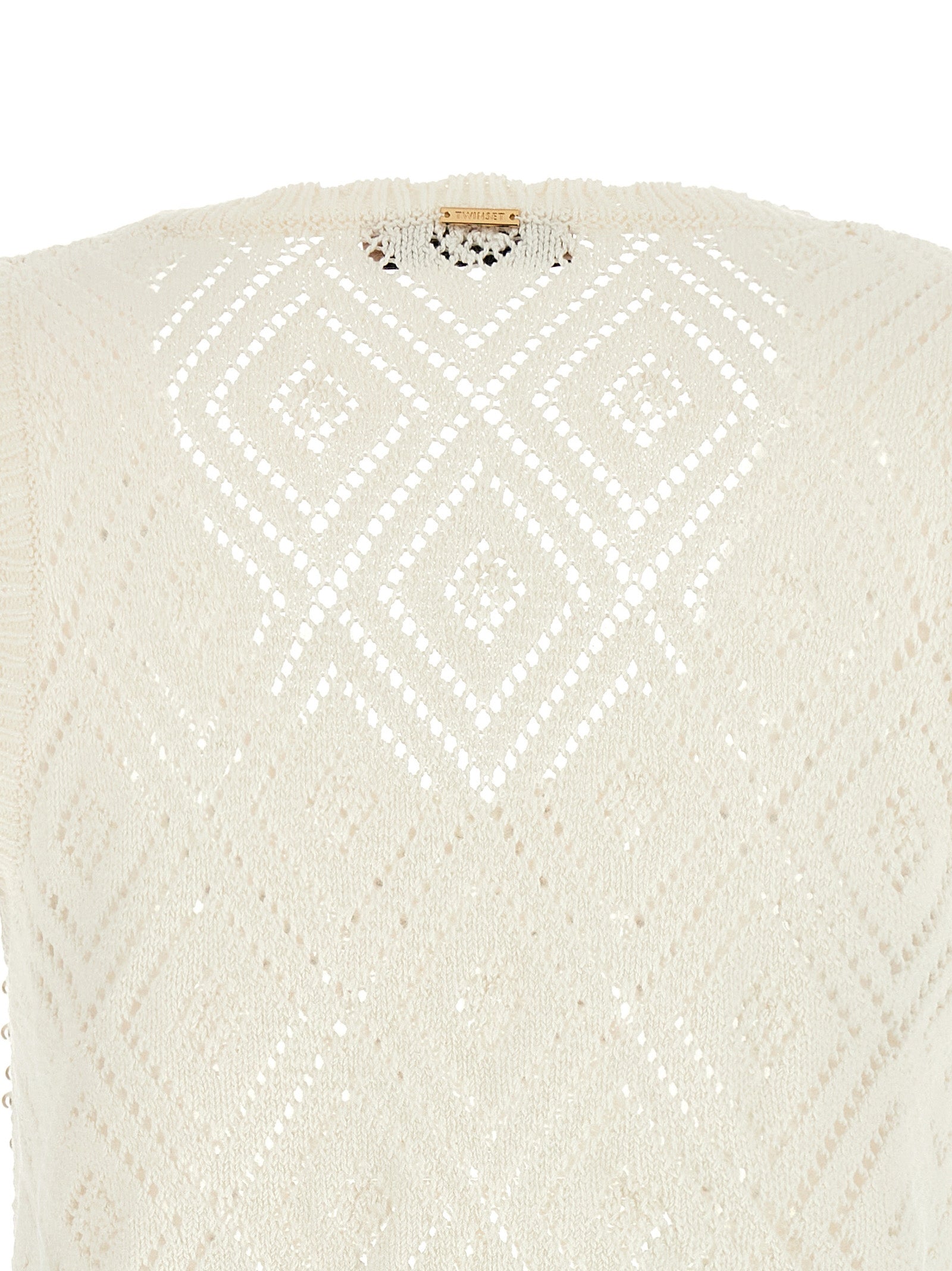 Twinset White Cotton Sleeveless T-Shirt - Timeless Elegance